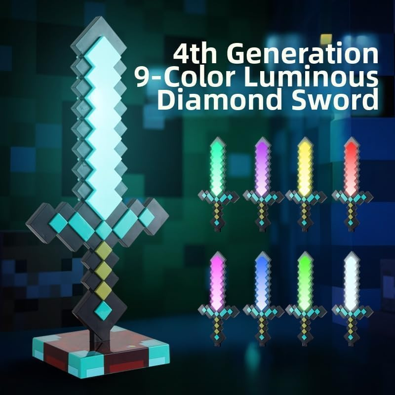 Zeilabang Kakadi Diamond Sword, Night Light Lamp for Gaming, Craft Torch Lamp, Night Lamp, USB Rechargeable, Lighting 3D Bedside Lamp for Gifts, Room and Party Decoration image number 2