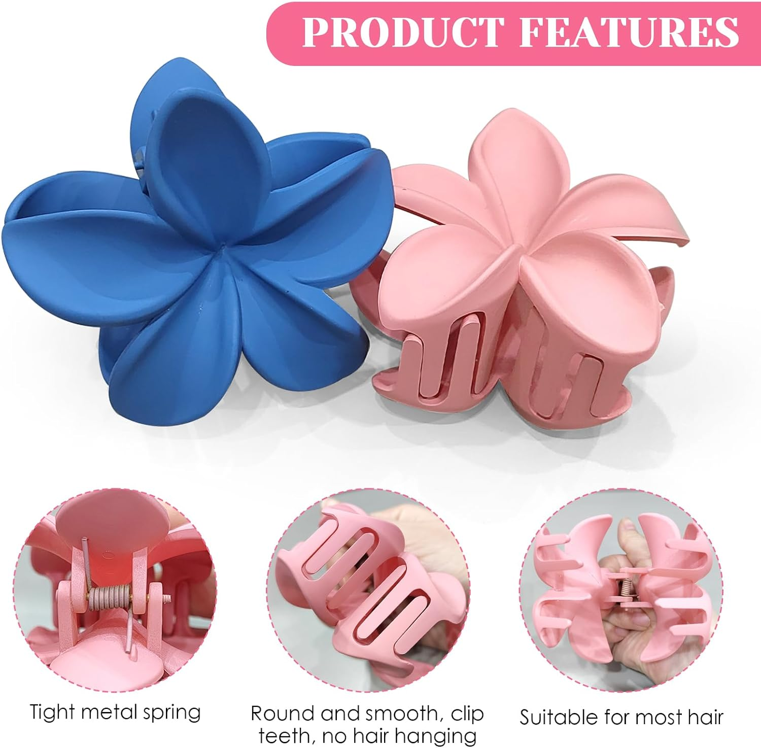 6 Pieces Flower Hair Clips Women'S Claw, Plastic Non-Slip Hair Clips for Girls, Flower Hair Clips, Hair Accessories for Girls image number 3