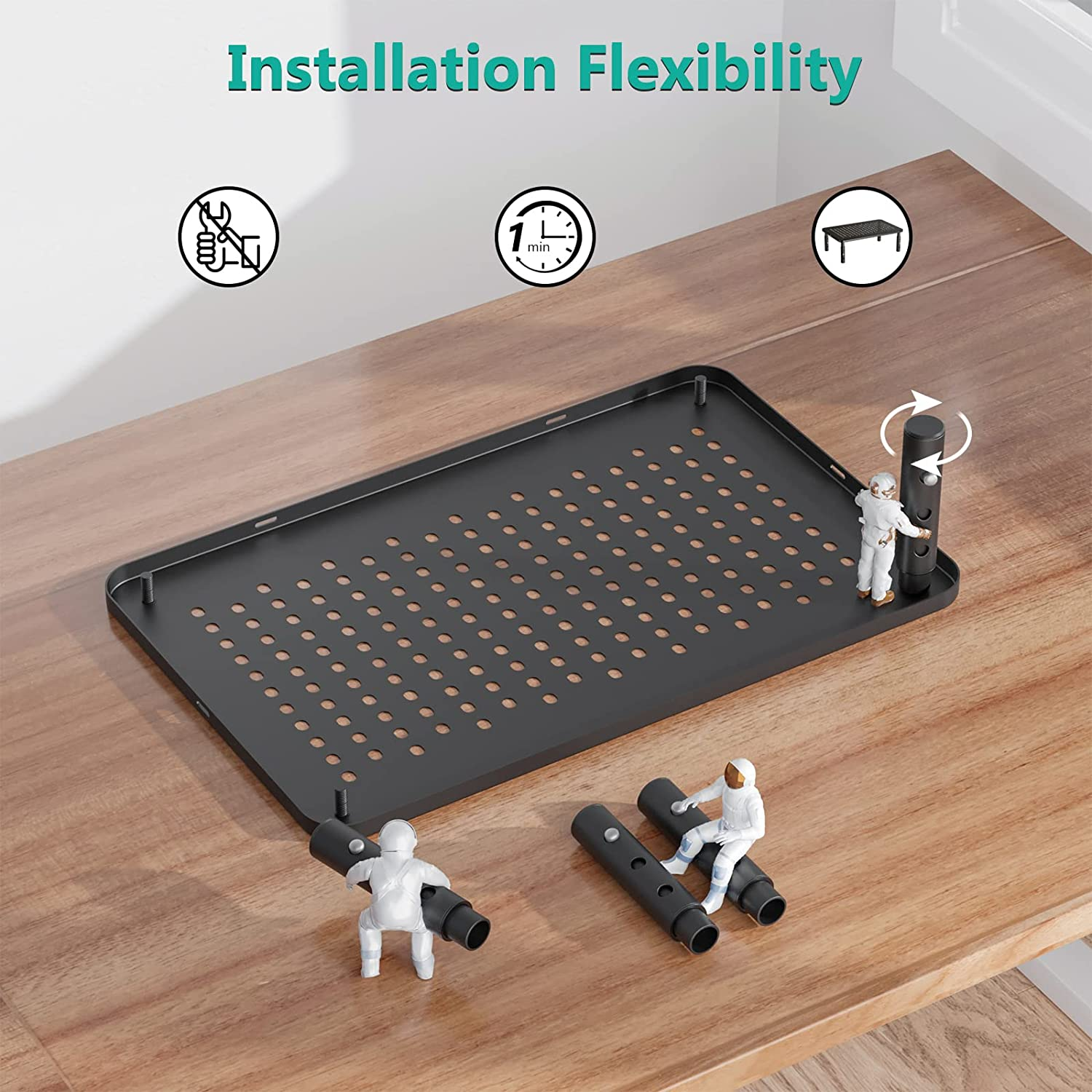 WALI Computer Monitor Stand for Desk, Adjustable Laptop Riser, Desk Monitor Stand underneath Storage for Office, Home, School Supplies (STT003), 1 Pack, Black image number 4