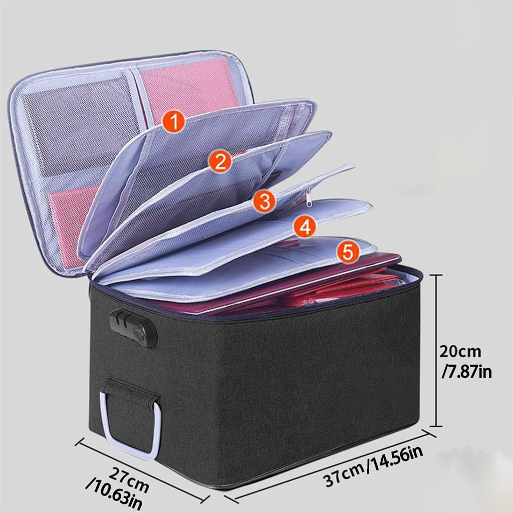Document Package， Document Holder with Zipper, Important Organizer, Storage Bag Waterproof(Gray) - Grey image number 6