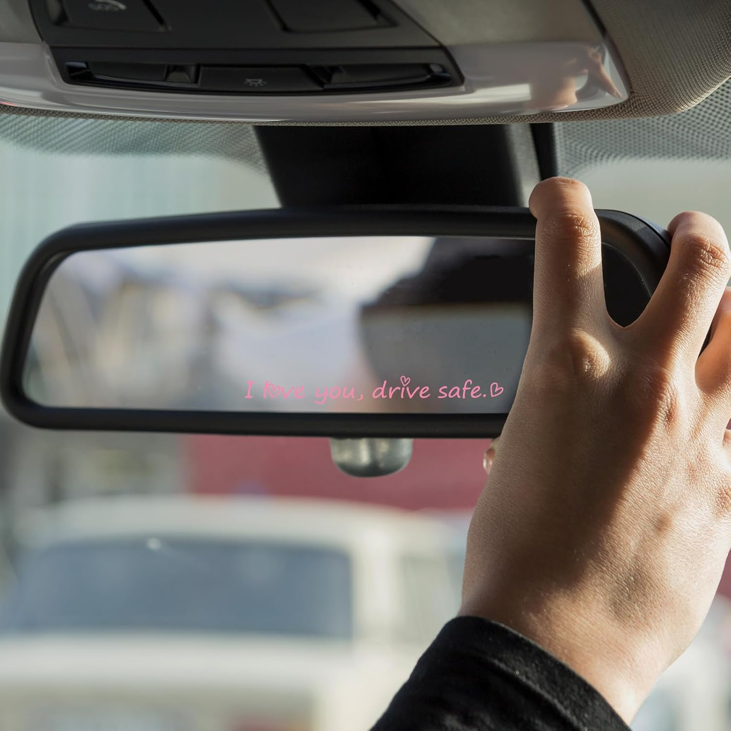 10 Pcs I Love You Drive Safe Mirror Stickers, Cute Vinyl Car Rear View Mirror Stickers Motivational Car Decor for Men Women image number 2