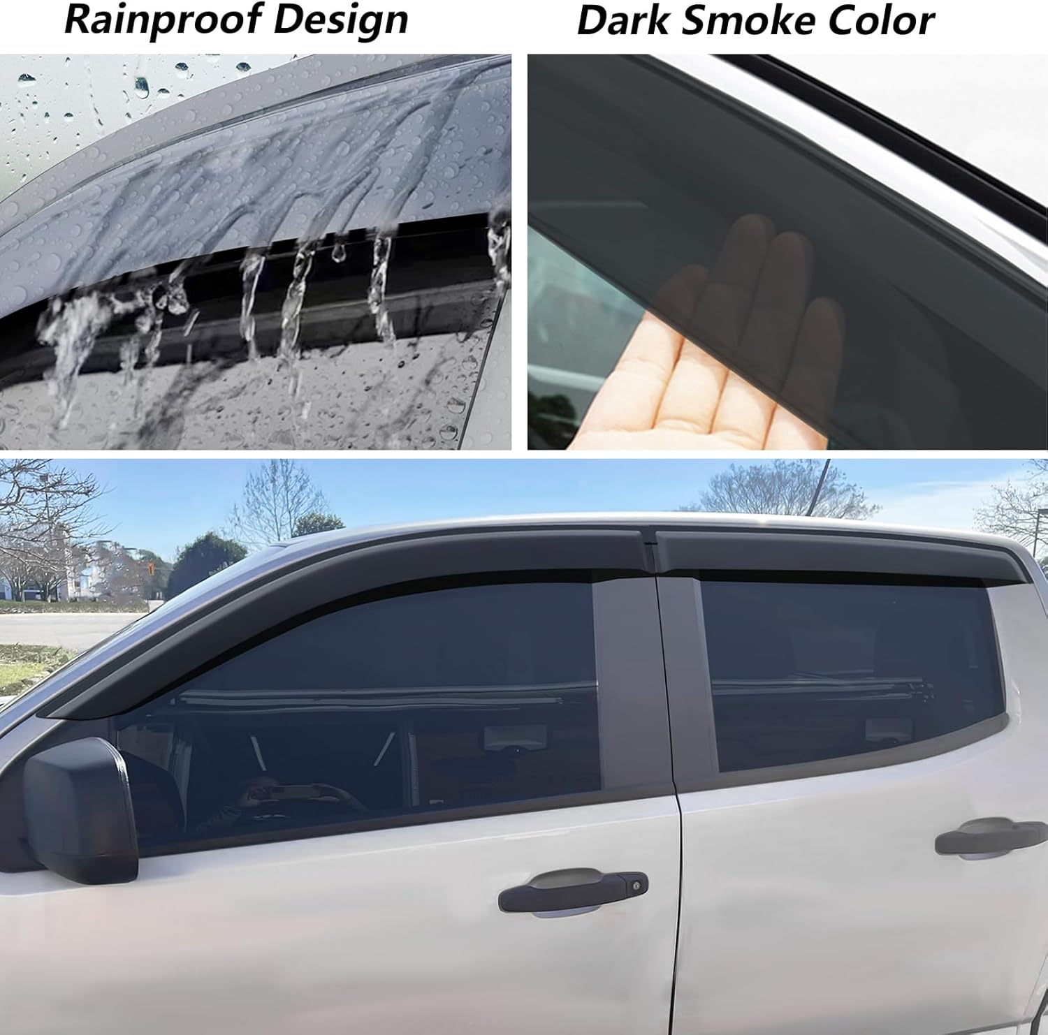 SUERAUTO4X4 Weather Shields for Holden Colorado Accessories RG 2012-2020 Dual Cab, Weathershields Window Visors Rain Wind Deflectors Car Exterior, Injection Moulded Smoke Black 4PCS image number 5