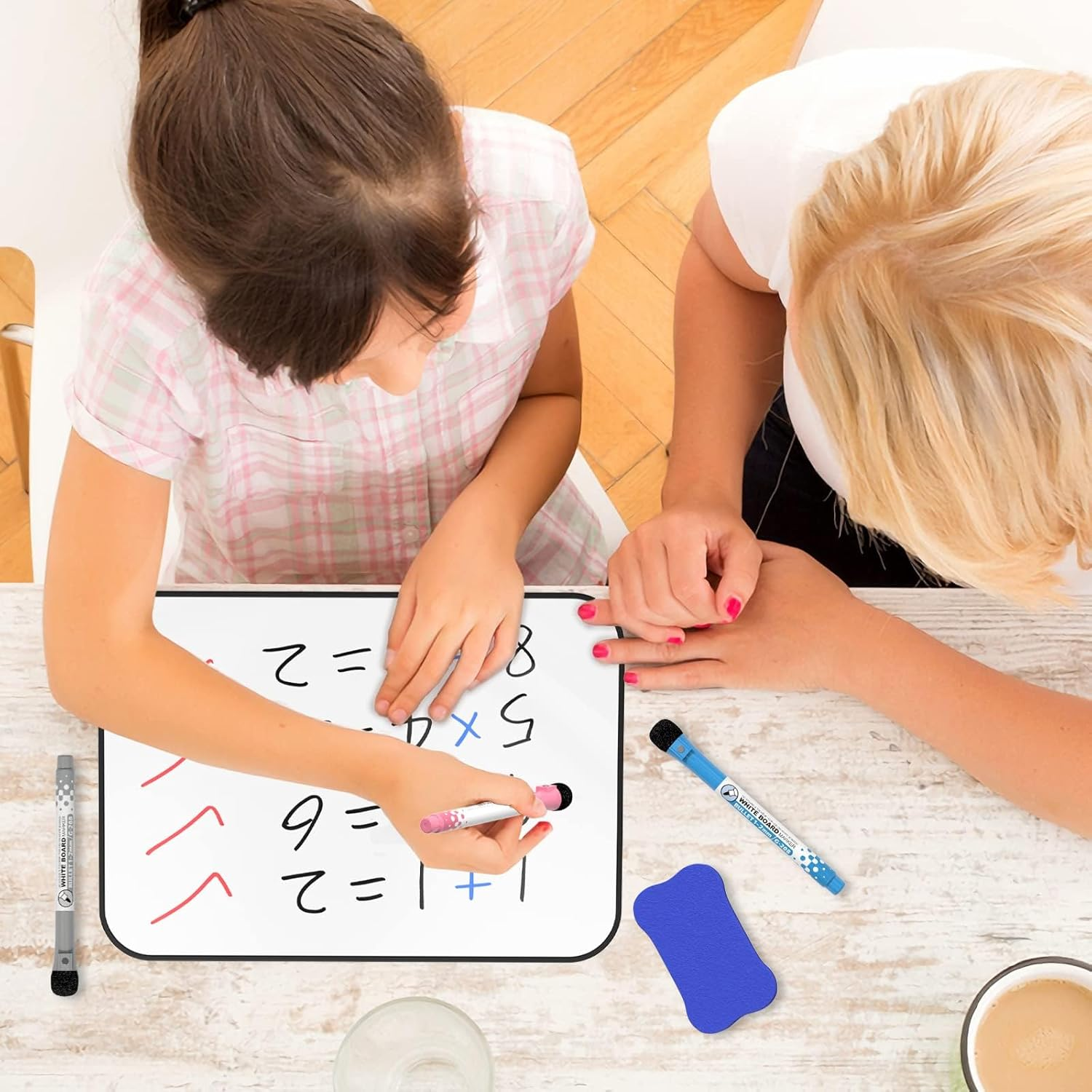 Dry Erase Whiteboard A4, Small Double Sided Magnetic Whiteboard, 21X30Cm Dry Erase Mini Whiteboard with Black Border, 8 Water Based Pens and 1 Board Eraser for Schools, Homes, Offices, Classrooms, image number 2