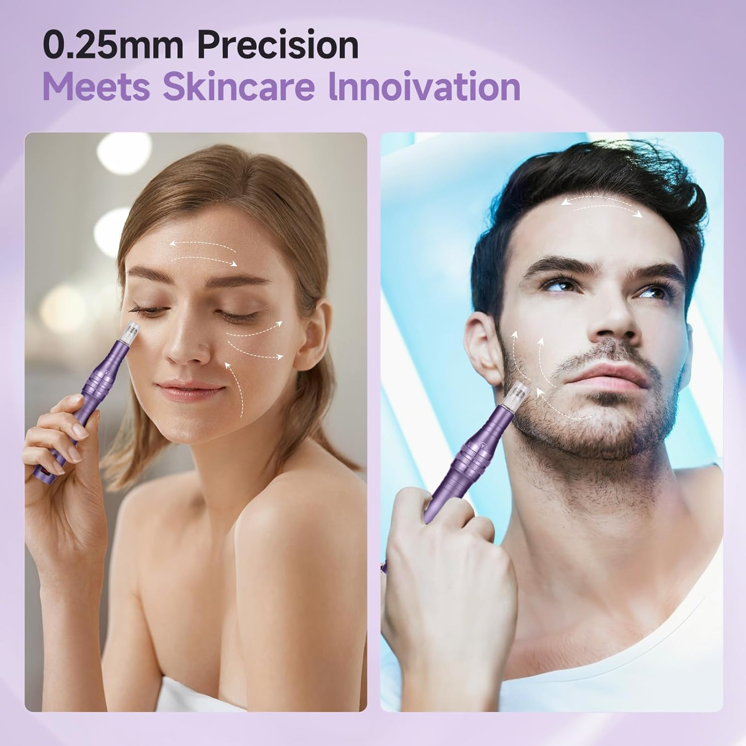 Microneedle Derma Roller Pen - Professional Microneeding 0.25 Mm Derma Roller Beauty Pen - Microneedles Roller Pen for Women Men Tools (Purple) image number 1