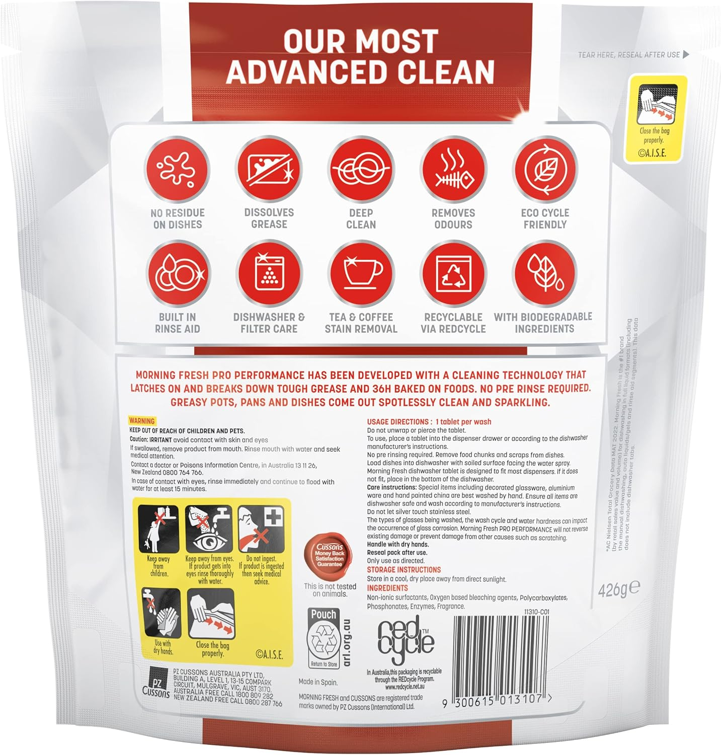 Morning Fresh Pro Performance Dishwasher 90 Tablets (30 Pack X 3) image number 1