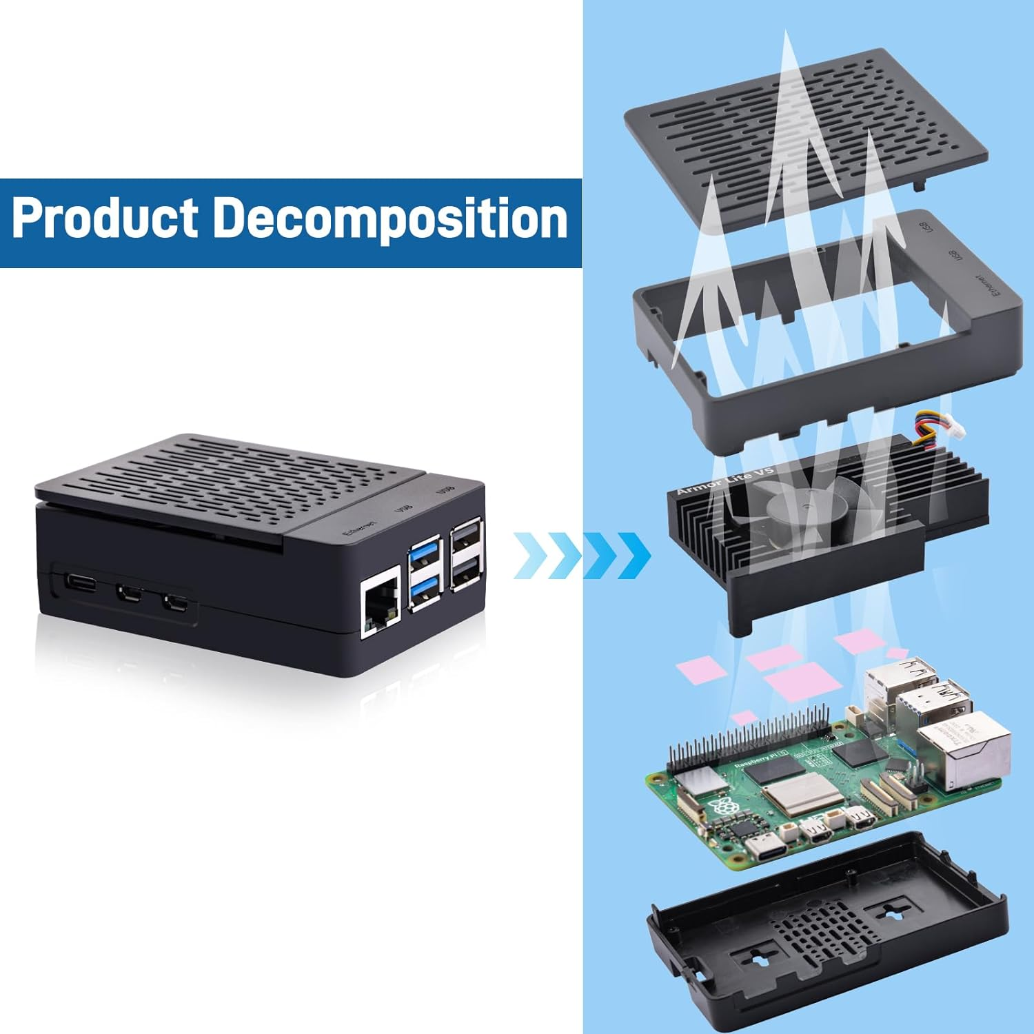 Geeekpi Starter Kit for Raspberry Pi 5 8GB, with Raspberry Pi 5 & Active Cooler, Case, 128GB Card, Card Reader, HDMI Cables and 27W USB C Power Supply