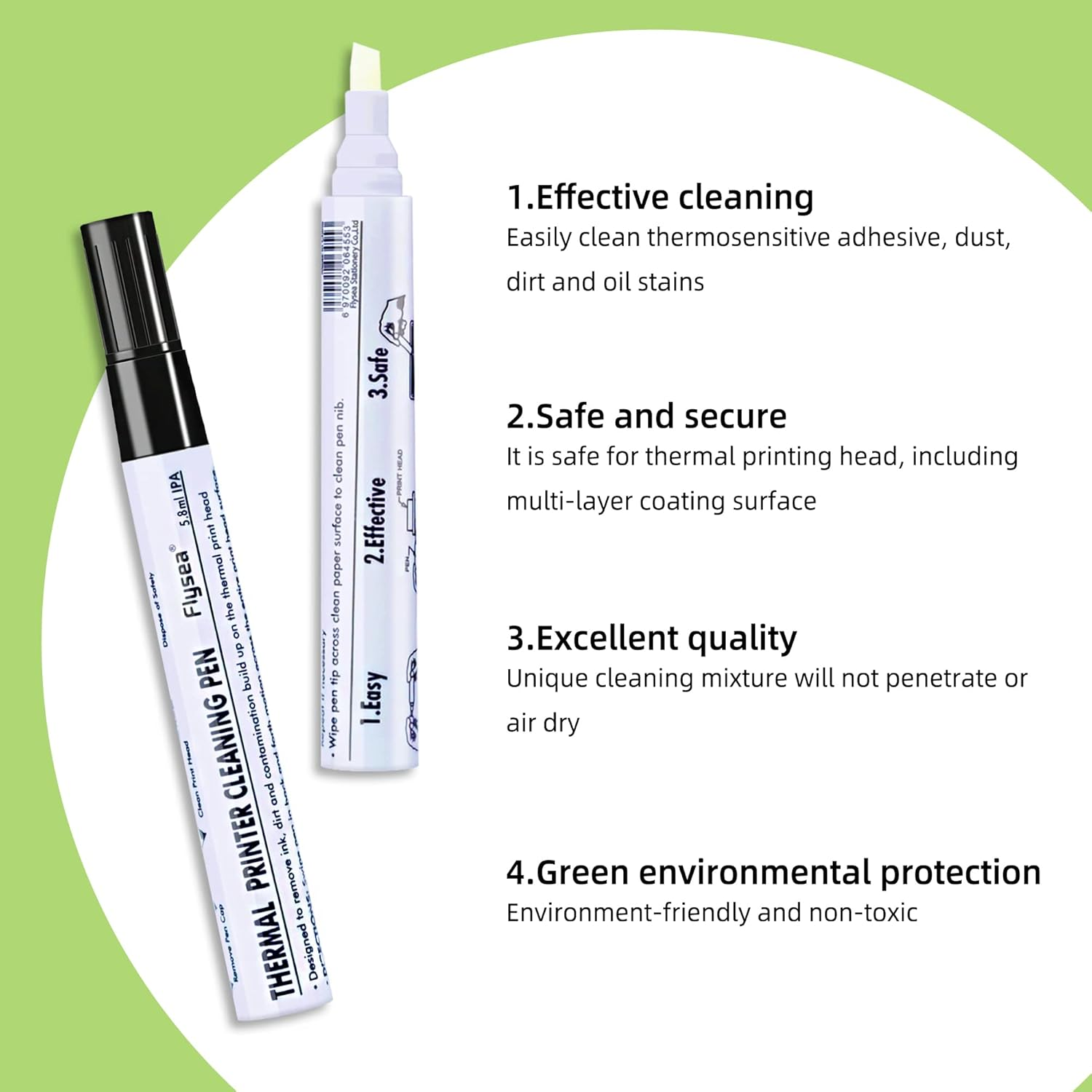 Thermo Printer Printhead Cleaning Pen for Thermal Receipt Shipping Label Compatible with Printers, POS Systems Card Readers Printer Cleaner 4Pcs image number 6