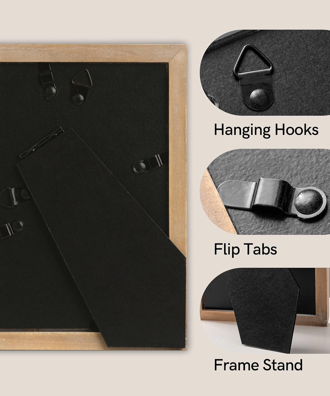 4X6 Picture Frame, Natural Pine Wood Wall Mount Photo Frame Boho Distressed White Vintage Rustic Tabletop Display Home Decor for Bedroom Living Room Hallway Entryway image number 5