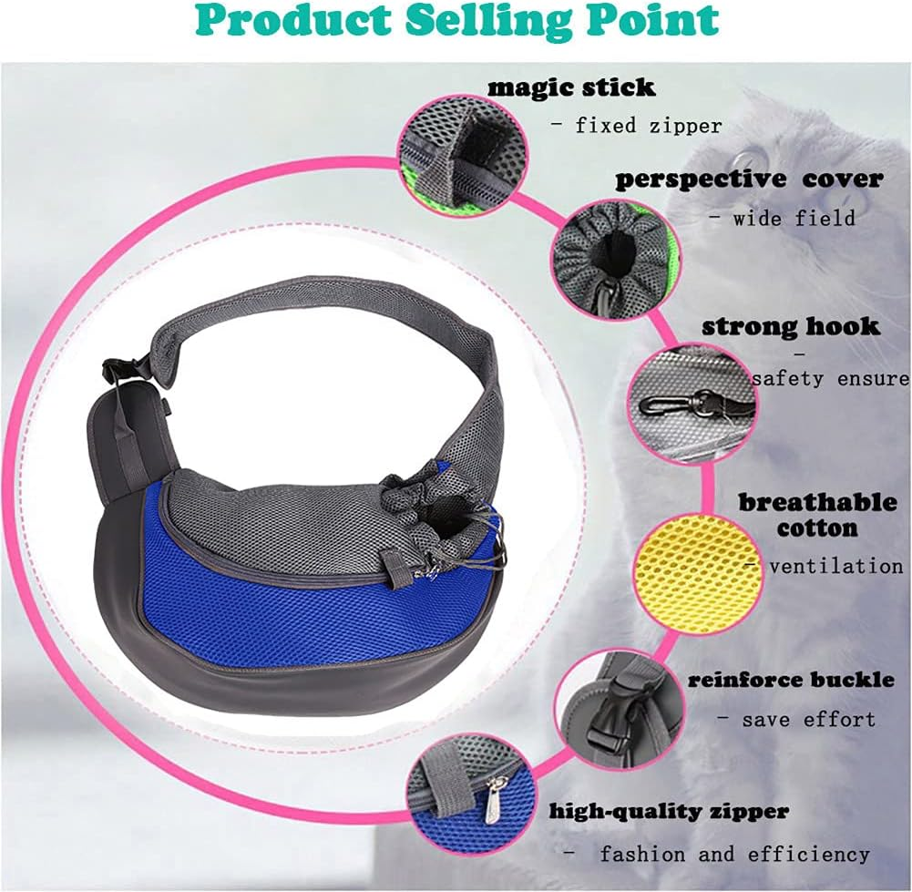 Pet Dog Sling Carrier, Breathable Mesh Portable Travel Safe Pet Sling Shoulder Bag Carrier with Adjustable Non-Slip Shoulder Strap for Small Dogs Cats Puppy image number 4