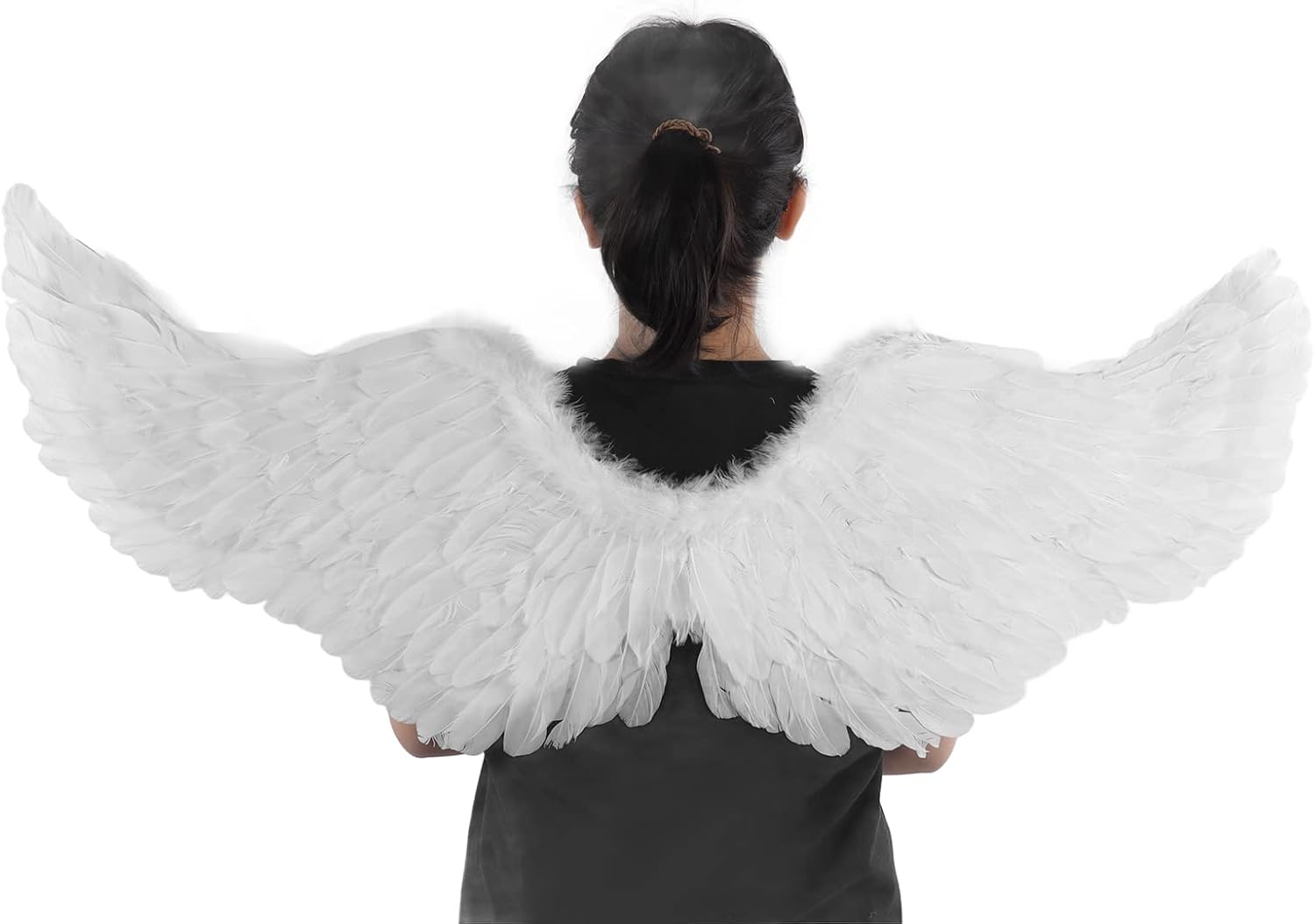 Angel Wings, Cosplay Costumes Feather Angel Wing for Kids, Adults, Women, Girls, Feather Dress up Props White Angel Wing with Elastic Straps for Halloween, Christmas Eve and Christmas(S) image number 2