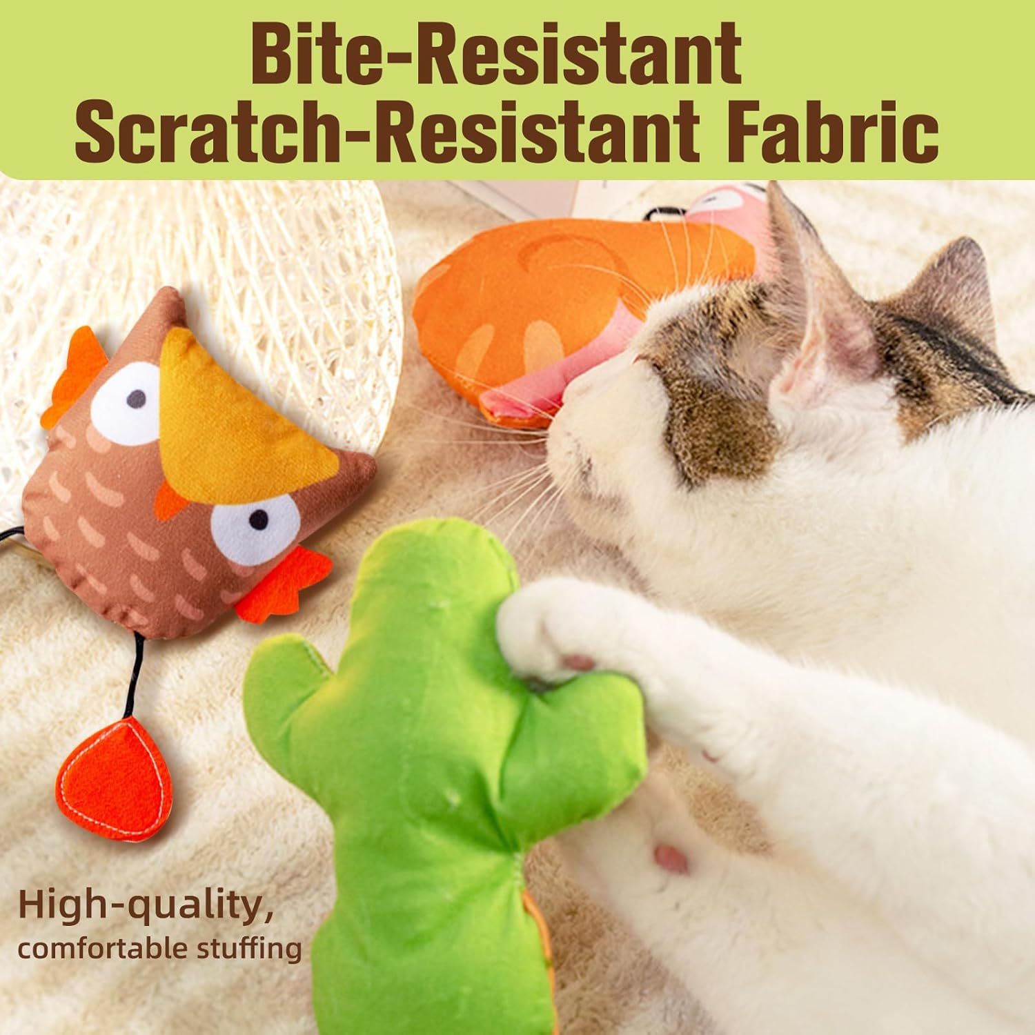 3PCS Realistic Cat Toys with Catnip &ndash; Lifelike Insect Plush Toys for Kittens, Durable Interactive Kicker Toys for Indoor Cats, Encourages Exercise & Play, Soft Biting & Hunting Fun