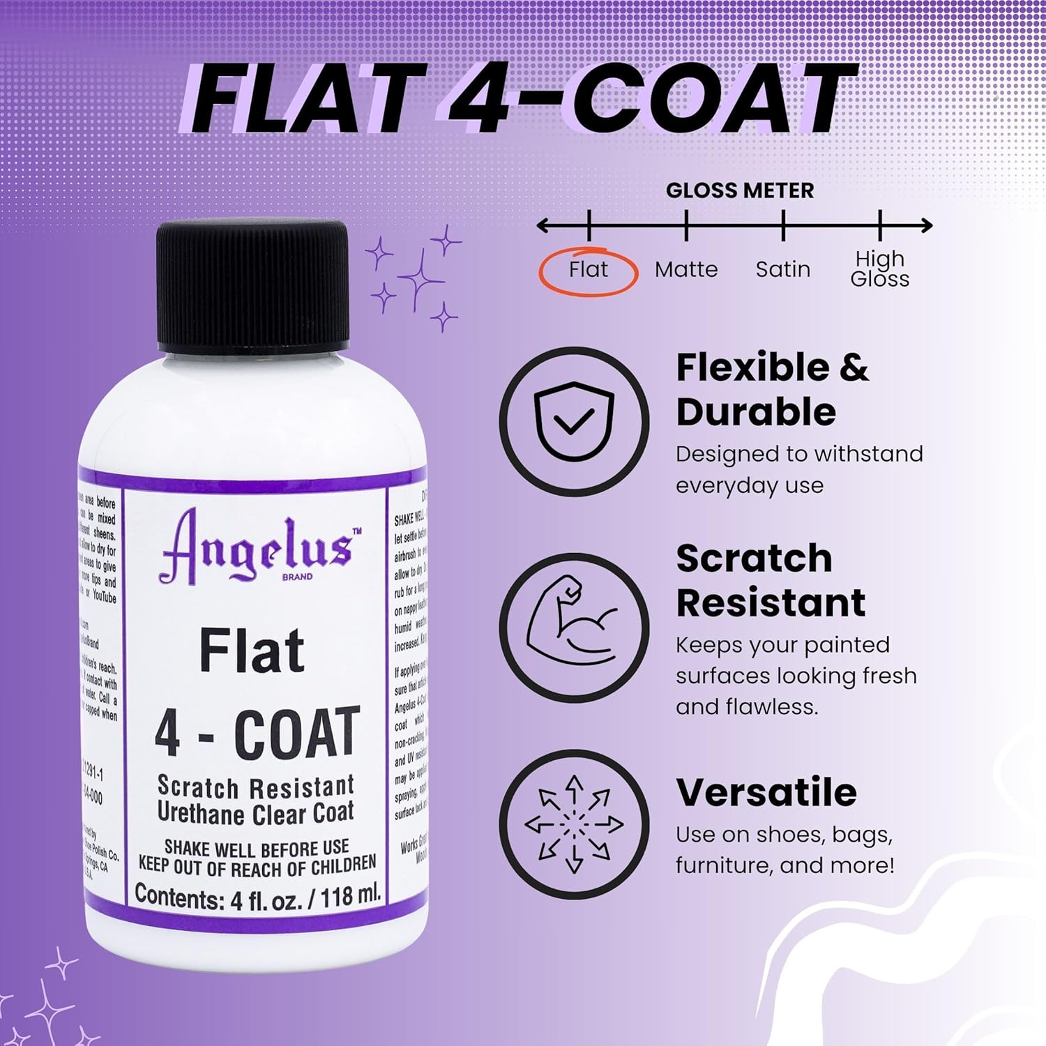 Angelus 4-Coat Leather Clear Coat Finisher Flat 4Oz- Scratch Resistant