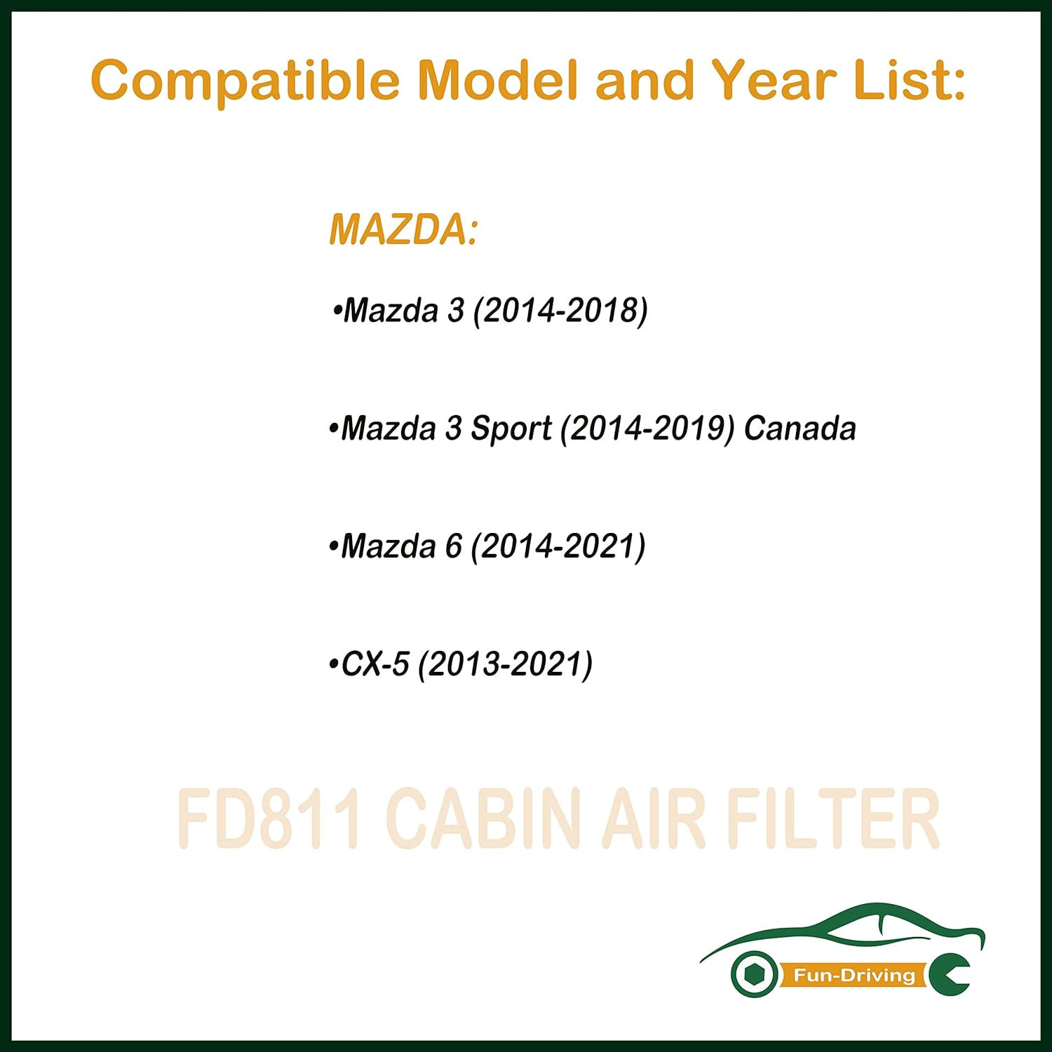 Fun-Driving FD J6X Cabin Air Filter for Mazda with Activated Carbon Replacement for KD45-61-J6X and CF11811 image number 2