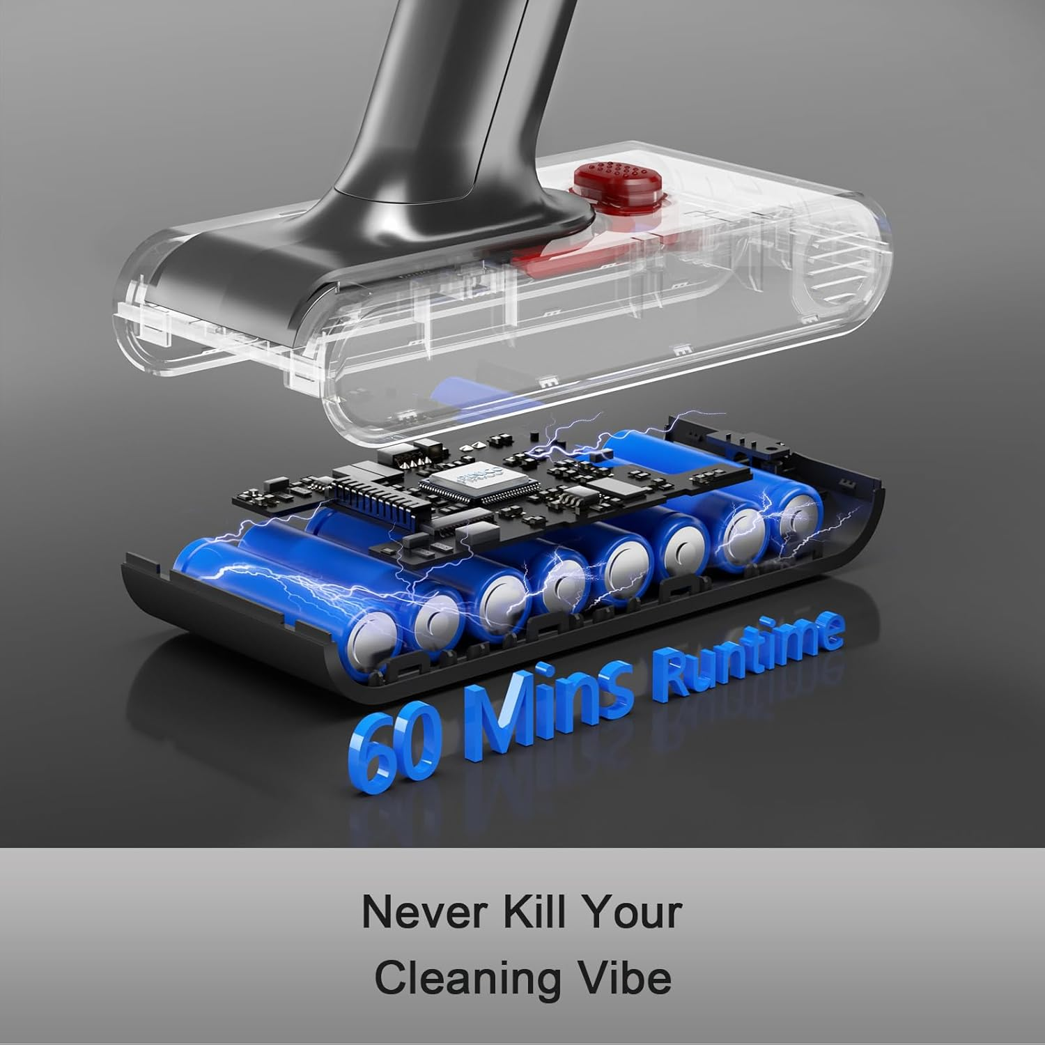 Vacuum Cleaners, Cordless Stick Vacuum Cleaners for Home, 550W 48Kpa Powerful Suction, 60 Mins Runtime Rechargeable Battery and Anti-Tangle Brush, Perfect for Pet Hair/Carpet/All Floors