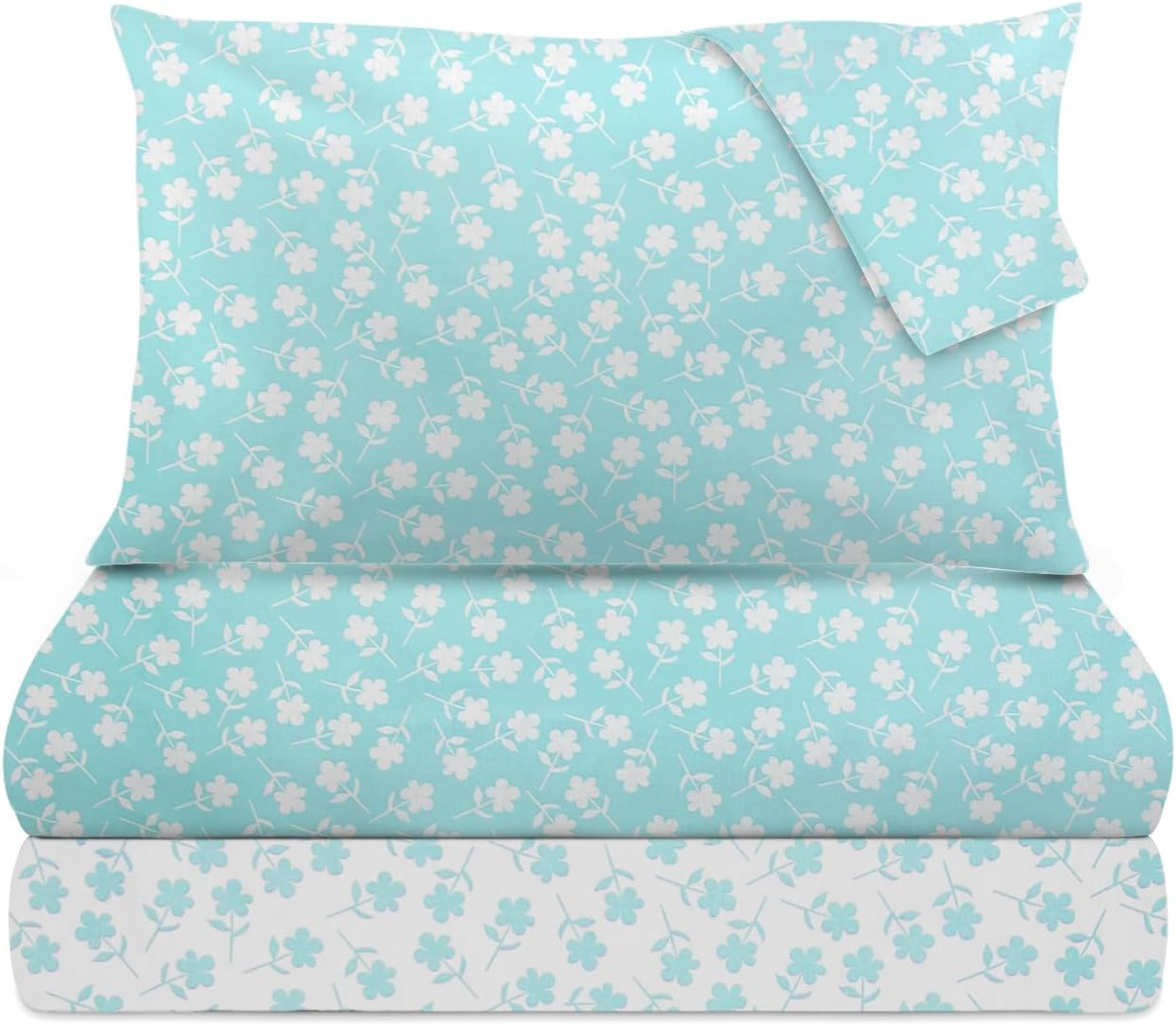 KASANOVA 1 Poli Single Bed Linen Set with Blue Floral Print, Cotton Polyester image number 2