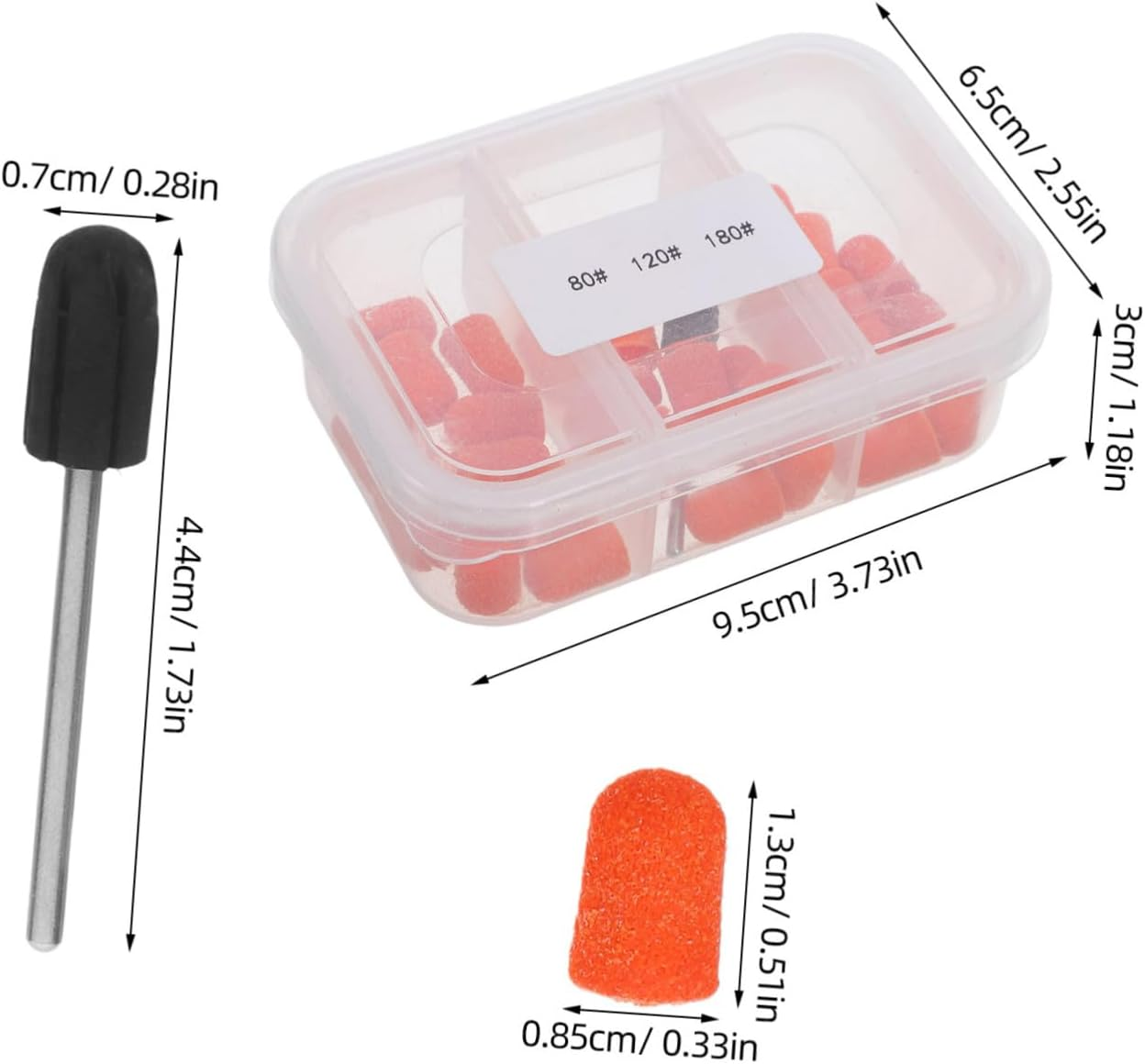 SAFIGLE 30 Sets Nail Files Sanding Belts Fine Grit Sanding Caps with Shaft for Manicure Pedicure Nail Sanding Tool Durable Portable Foot Care Home and Travel image number 4