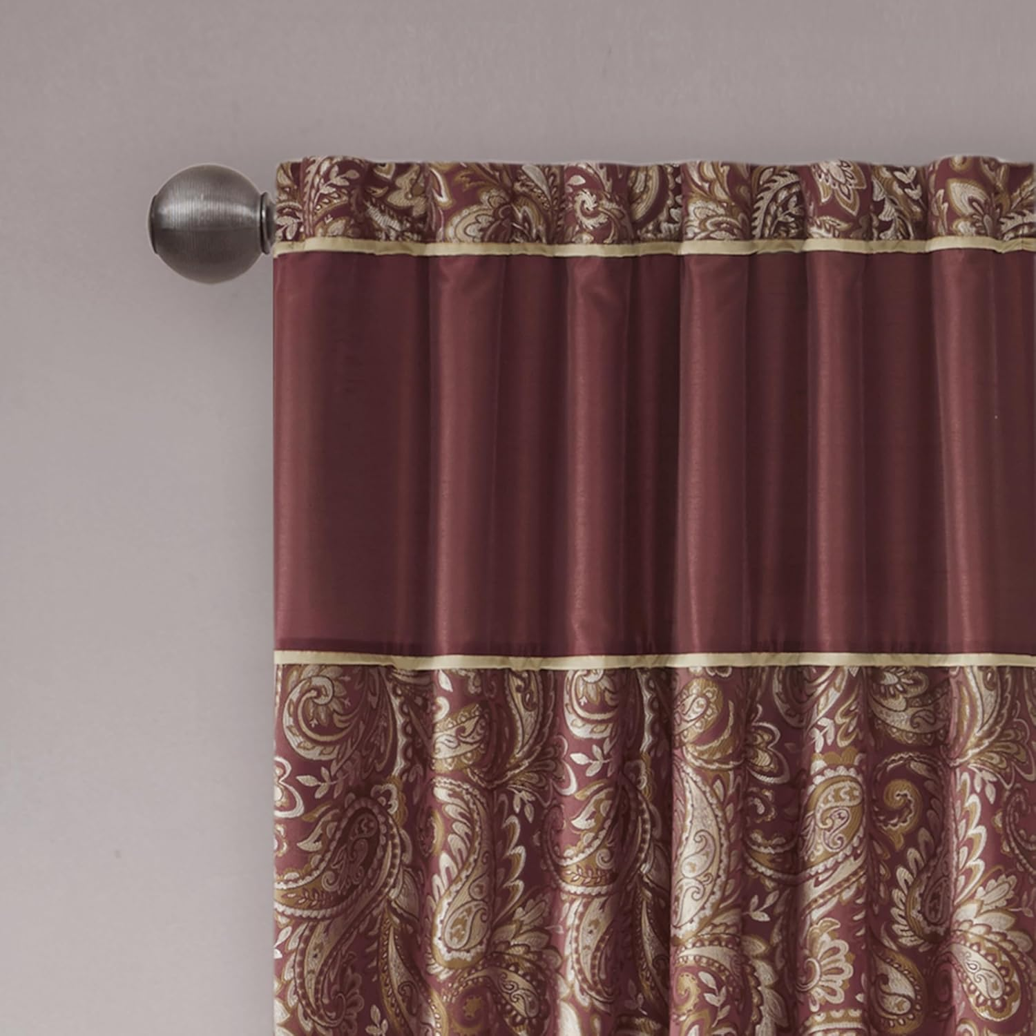 Madison Park Aubrey Window Curtain Pair, 50 X 84(2), Burgundy image number 1