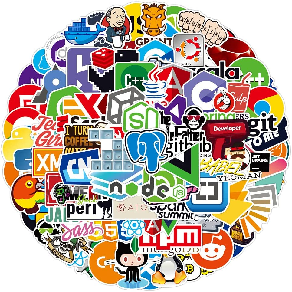 Cartoon Programming Stickers,100 PCS Internet Software Graffiti Vinyl Waterproof Decals for Water Bottles Computer Bicycle Skateboard Luggage Phone Pad Laptop Kids Teens Stickers Pack - Burger image number 5