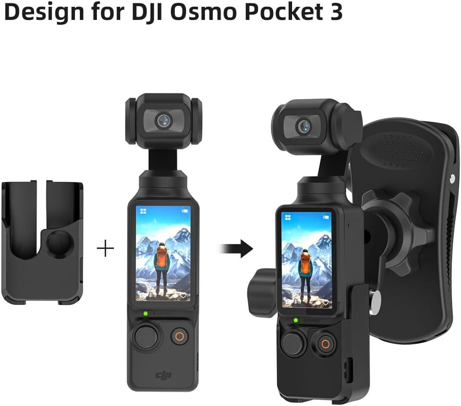 SUREWO 360&deg; Rotation Backpack Strap Mount,Quick Clip Mount with Expand Frame Compatible with DJI Osmo Pocket 3 image number 4