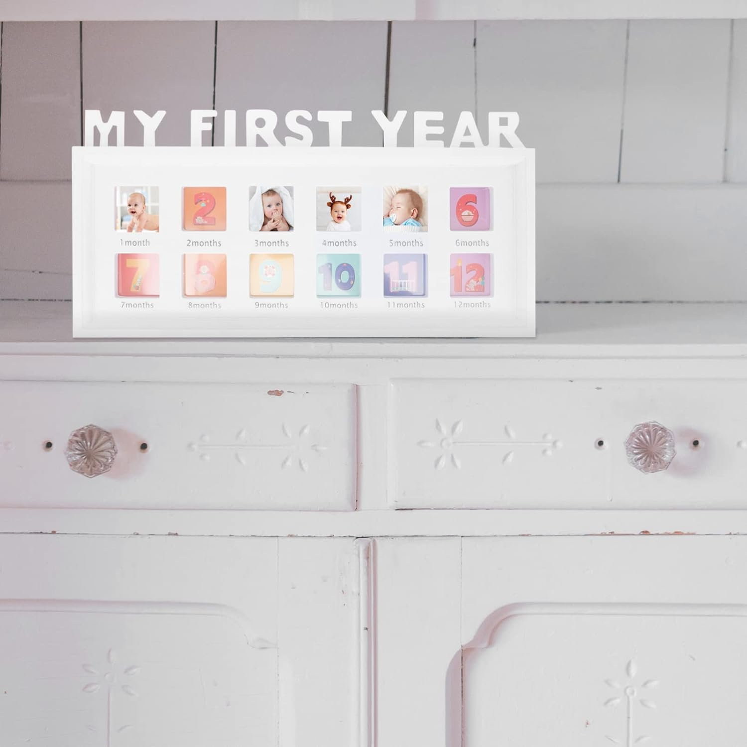 Kisangel Memorial Picture Frame 12 Photo Frame Picture Frame My First Photo Album for Baby Infant Photo Kid Infant Photo Frame Essentials PVC Film White Child Newborn Clip Photo Frames image number 5