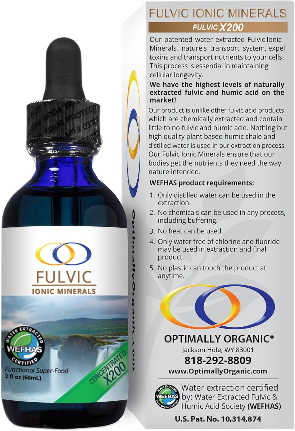 Optimally Organic Water Extracted Fulvic Ionic Acid X200 Concentration - 77 Plant Based Ionic Trace Minerals image number 1