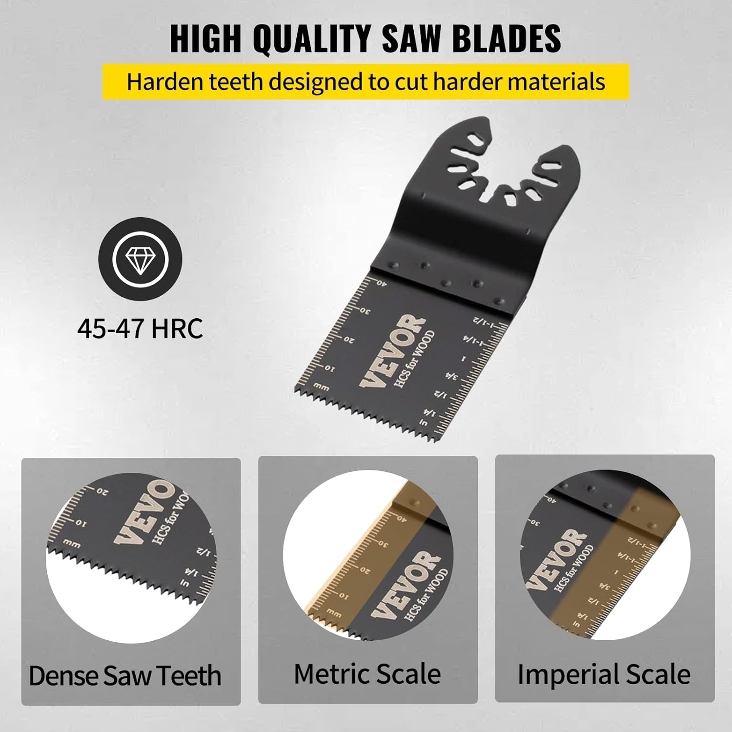 VEVOR 100PCS Oscillating Saw Blades, Quick Release Multitool Blades Kit, HCS Tool Blades for Wood Plastic, Compatible with Dewalt Dremel Fein Worx Bosch Makita Milwaukee image number 3