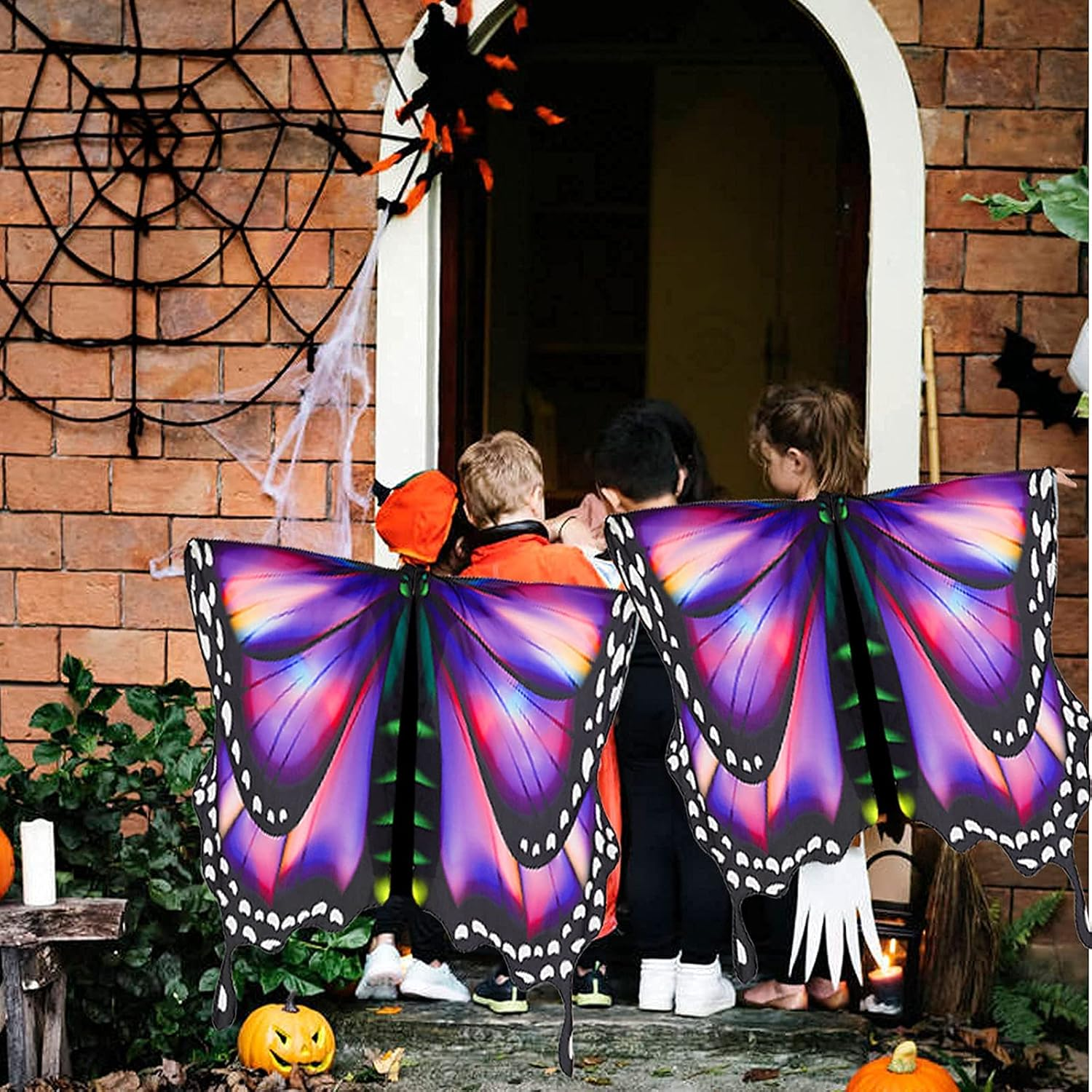 Butterfly Wings for Girls Butterfly Halloween Costume for Girls Butterfly Fairy Wings Shawl with Mask and Antenna Headband - Butterfly Purple image number 6