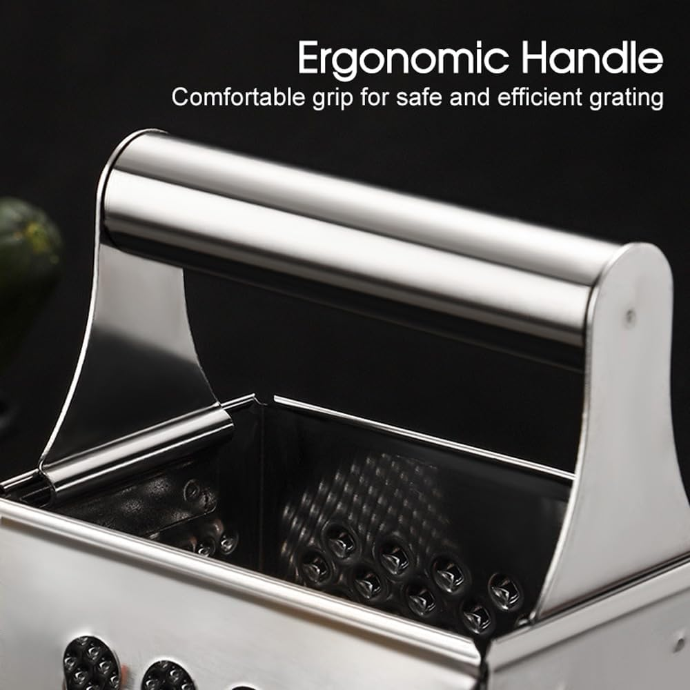 LEDON Stainless Steel 4-Sided Grater &ndash; Box Grater for Cheese, Vegetables, Potatoes, and More &ndash; Durable Kitchen Utensil 9X6.8X21.4Cm (1)