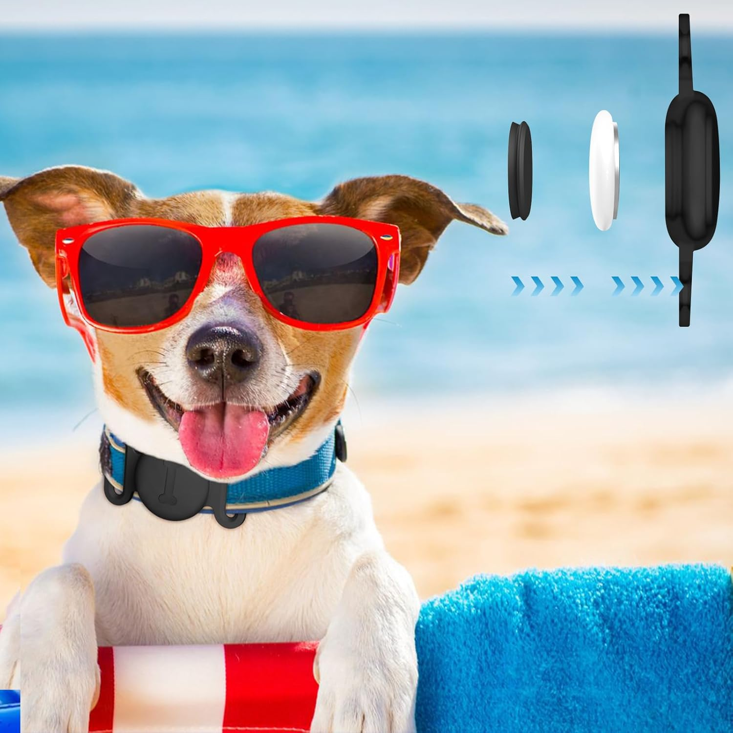 Leonids for Airtag Dog Collar Holders, Anti-Scratch Silicone Case for Apple Airtag for Dog (Black, Large for Dog) image number 2