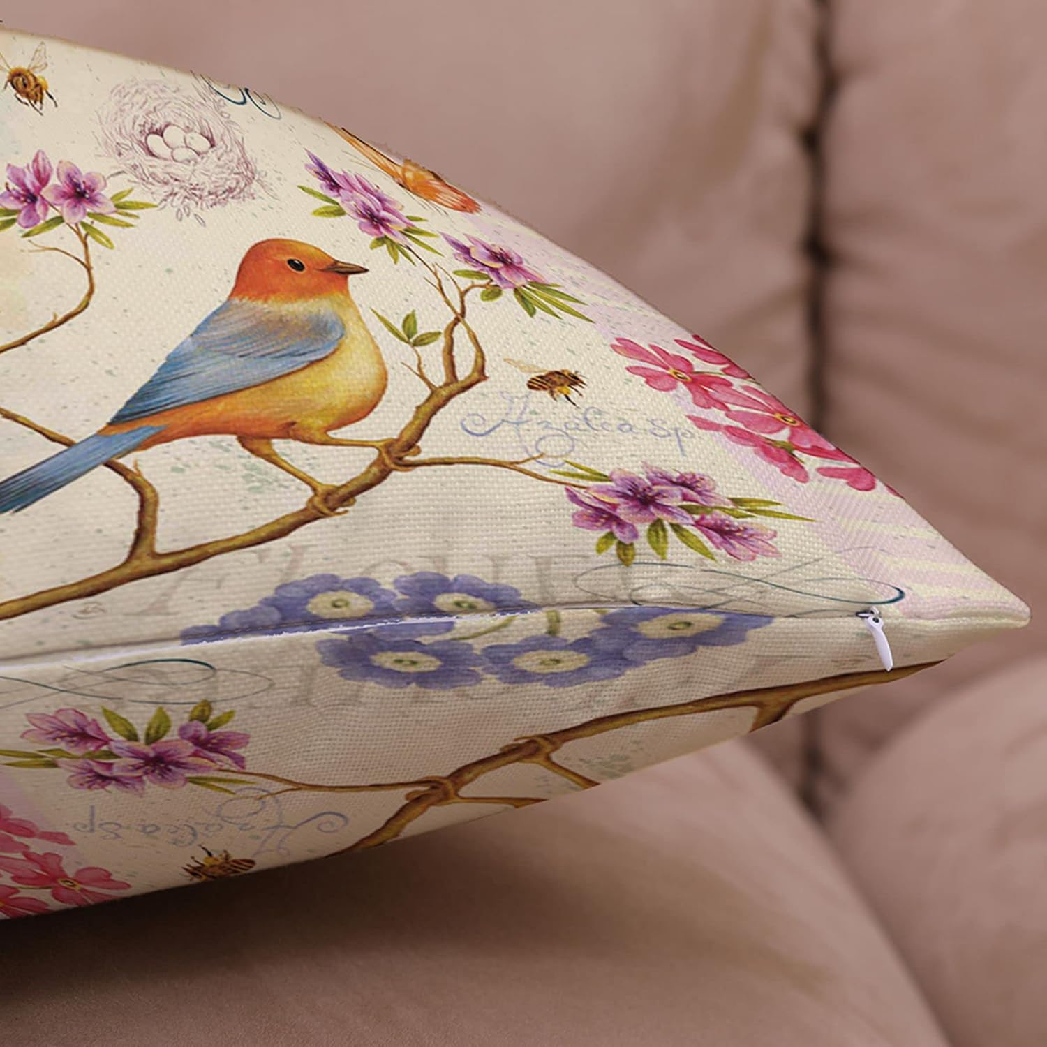 Easter Spring Throw Pillow Covers, Rabbit Egg Bunny Throw Cushion Cover Pillowcase with Hidden Zipper Sturdy for Home Car Sofa Decor 18 X 18 Inches Set of 4, Cotton Linen, Red Geometric, 45*45CM/18*18 Inch image number 1