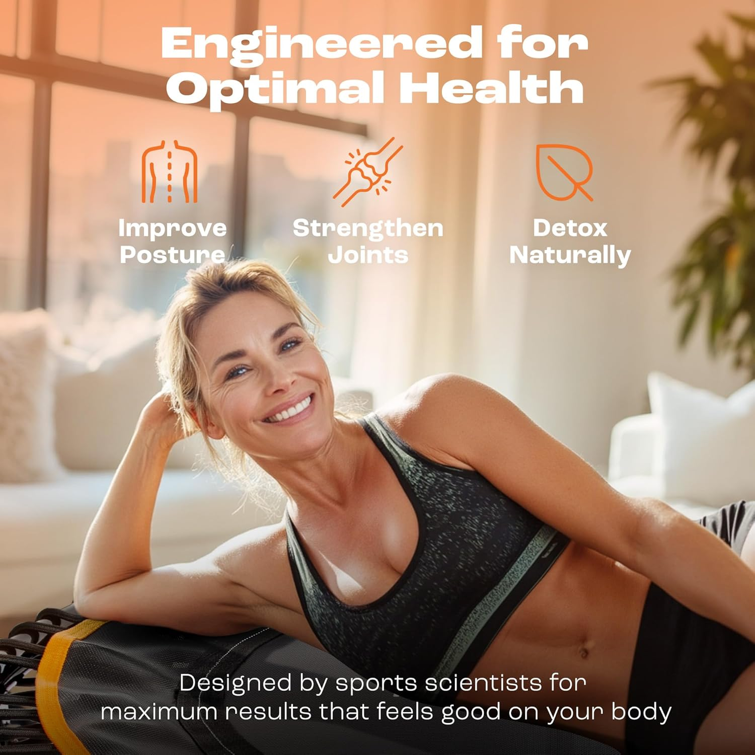 Fit Bounce Pro Bungee Rebounder Australia | Assembled | Half Folding | Silent & Beautifully Designed Pro Indoor Mini Trampoline for Adults & Kids | DVD & Online Workouts image number 1