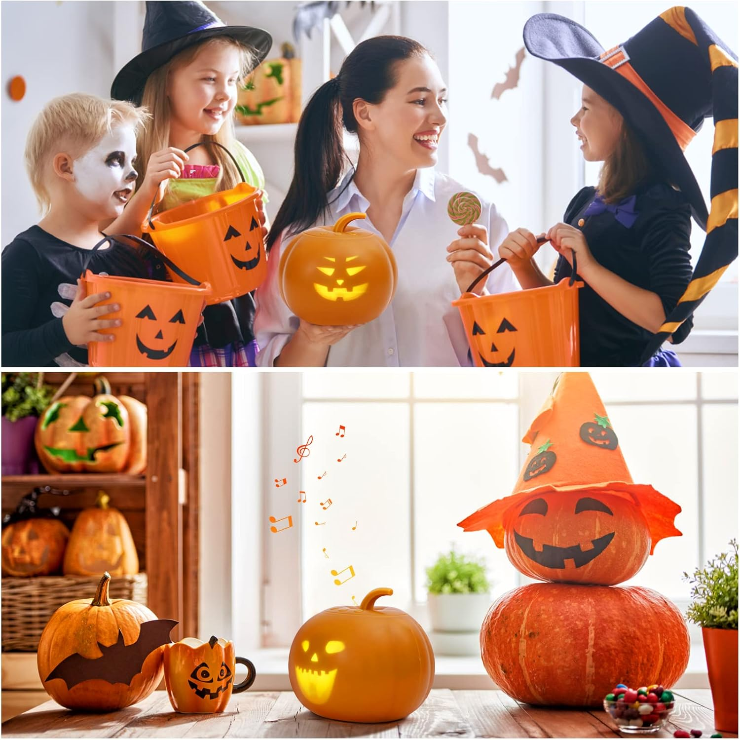 Lamp De Projection Anim&eacute;e Citrouille Halloween, 16 Animations Et Effets Sonores, Version Anglaise, Haut-Parleur Projecteur Int&eacute;gr&eacute; Pour Halloween D&eacute;coration F&ecirc;te De Famille image number 5