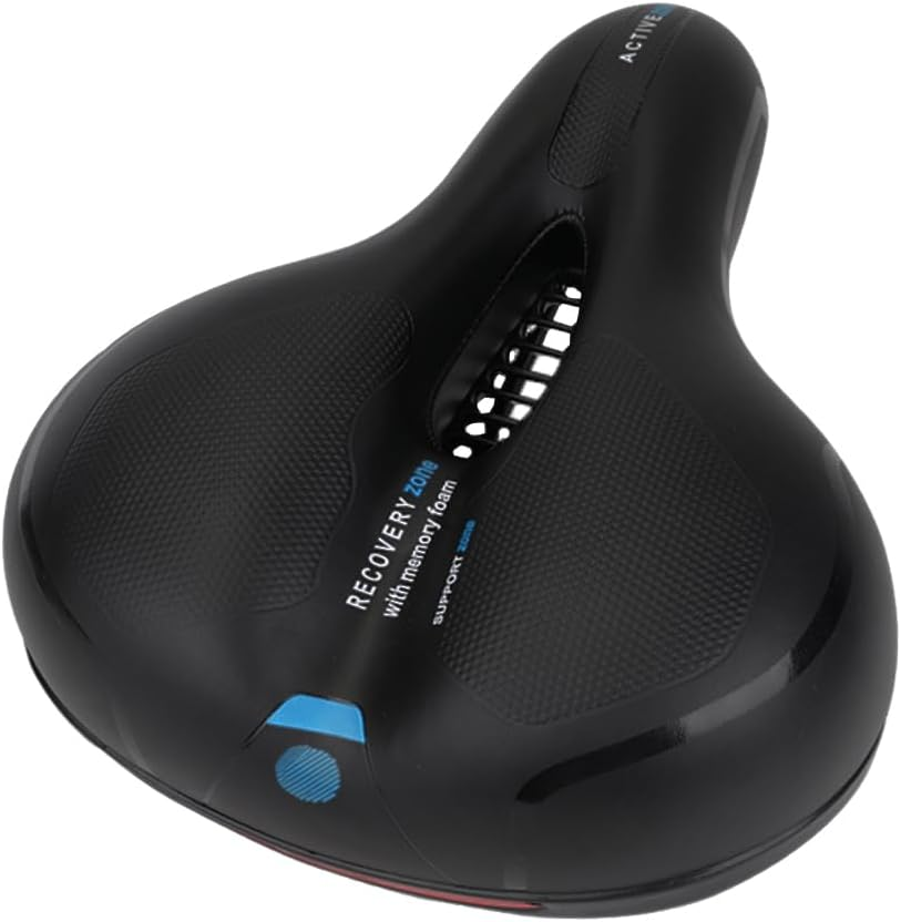WOTOW Comfort Bike Seat, Replacement Soft Padded Bicycle Saddle High Density Memory Foam Double Shock Absorbing Rubber Suspension Universal Fit for Women'S Men'S Bikes