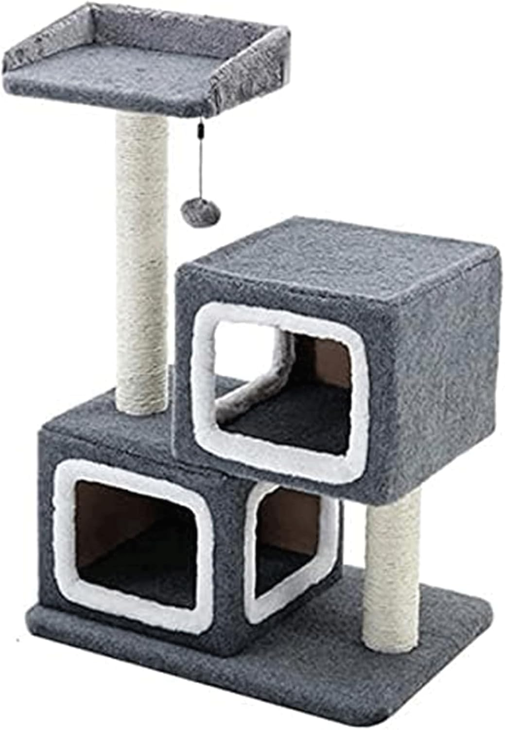 Double Litter Cat Tree Simple Cat Tower Scratching Cat Condo Furniture Scratching Climbing Activity Center Sleeping Bed image number 1