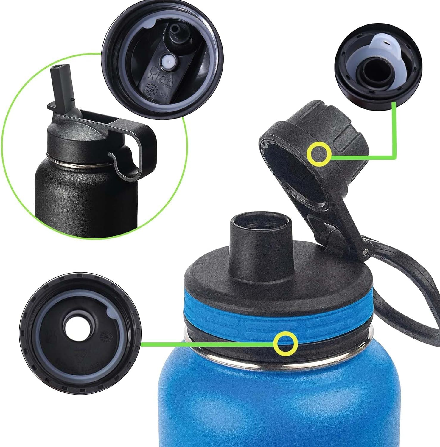 Liyquint 13PCS Thermoflask Water Bottle Lid Replacement for 24/32/40/64Oz, Silicone Sealing Ring & Gasket Replacement for Straw Lid & Spout, Leak-Proof Cup Seal Ring (13) image number 1