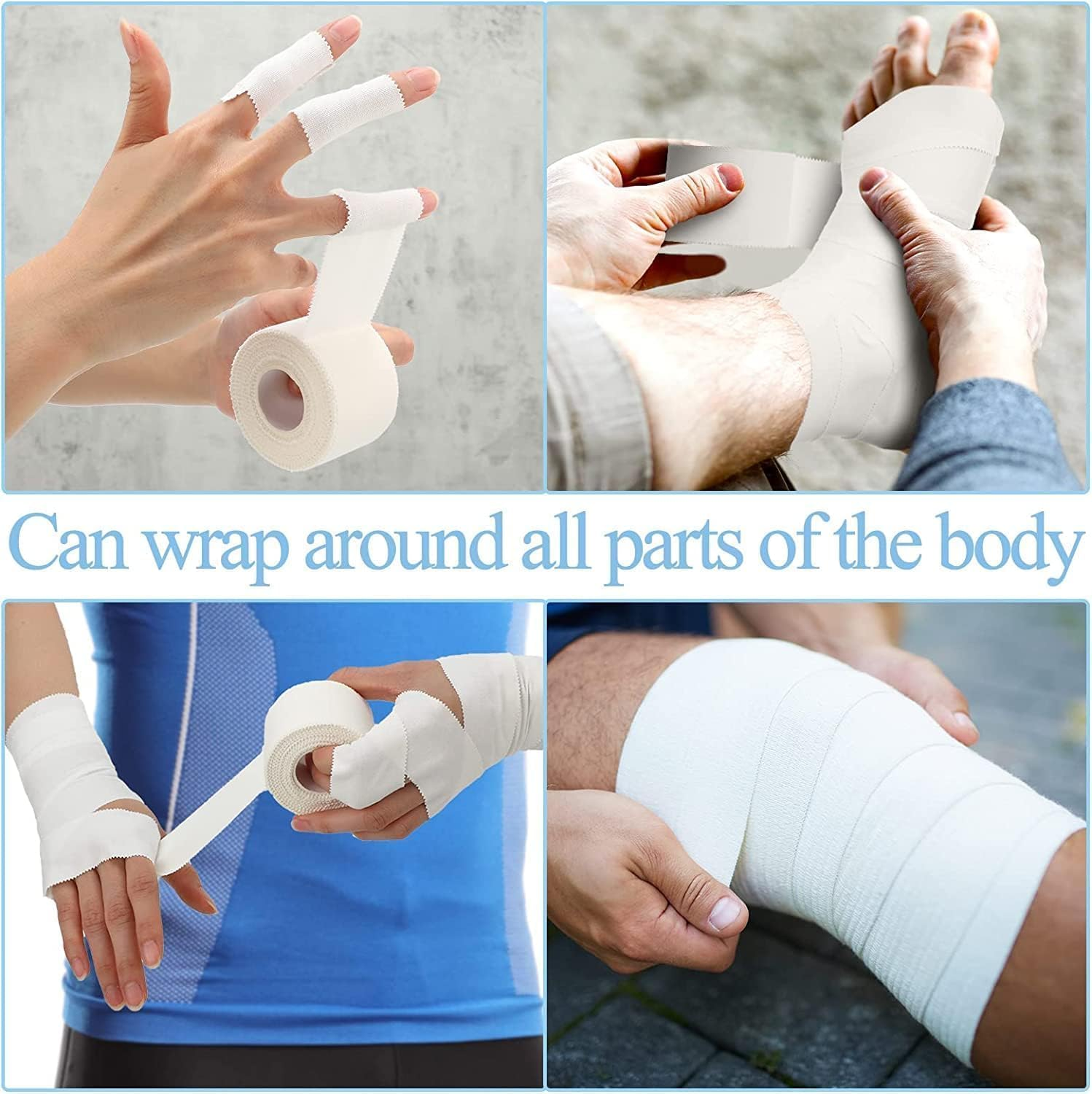White Athletic Sports Wrap Tape Athletic Finger Tape Sports Tape, 6 Rolls White Athletic Finger Tape,Athletic Sport Wrap Finger Tape,White Athletic Sports Wrap Tape,Athletic Finger Tapes Sports Tape image number 3