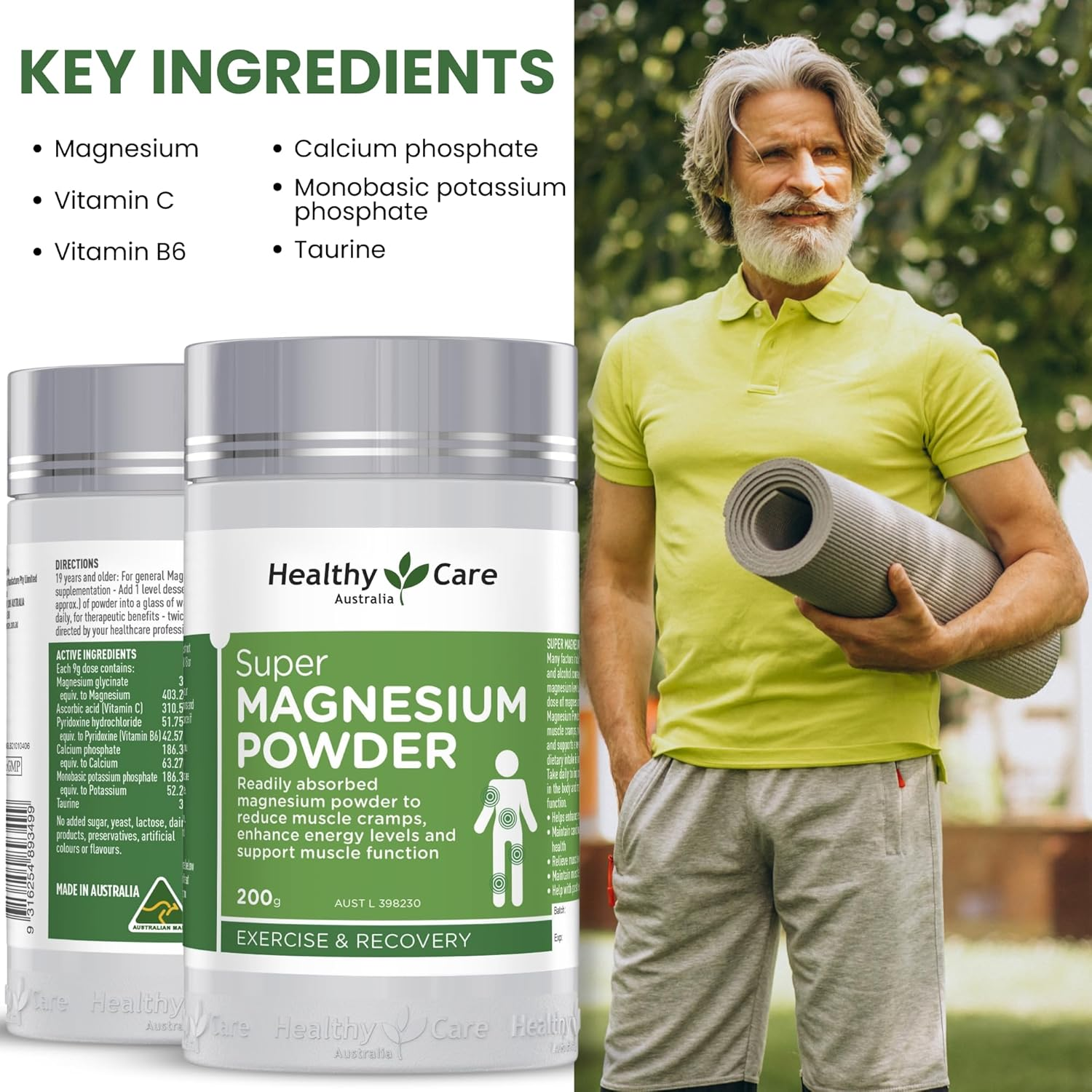 Healthy Care Super Magnesium Raspberry Powder - Supports Muscle Function and Boosts Energy Levels - All Natural Ingredients - 200 G image number 5