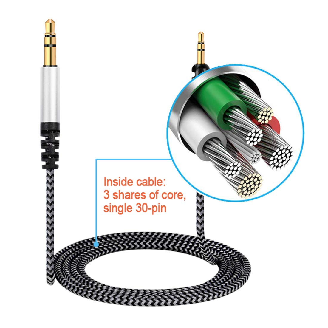 Replacement Upgrade Cable for Sennheiser HD598 HD558 HD518 HD579 HD599 HD569 Headphone Headset for 3.5Mm to 2.5Mm Stereo Bass 1.8M Audio Cables for Ath-M50X Ath-M40X (Hd598)