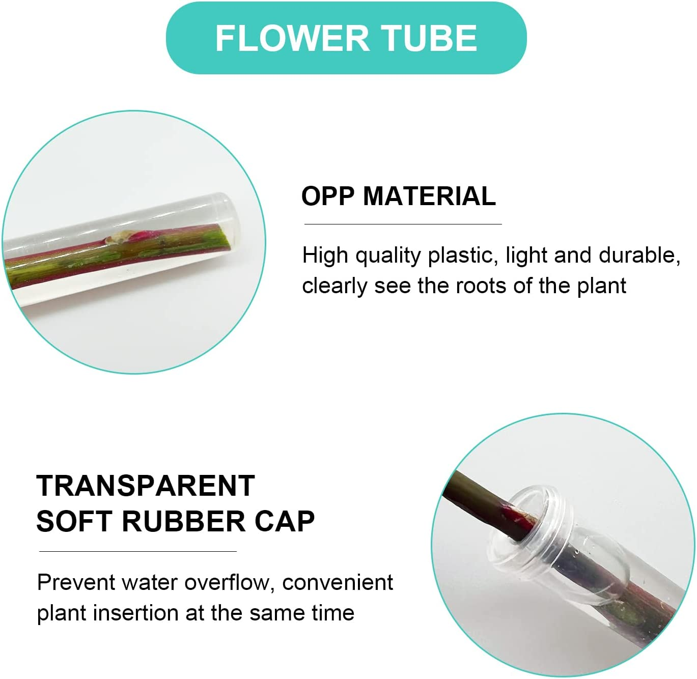 100 Pack Floral Water Tubes, 2.83 Inch Plastic Water Tubes for Floral Flower for Milkweed Stem Cuttings Arrangements Decoration (Clear) image number 4