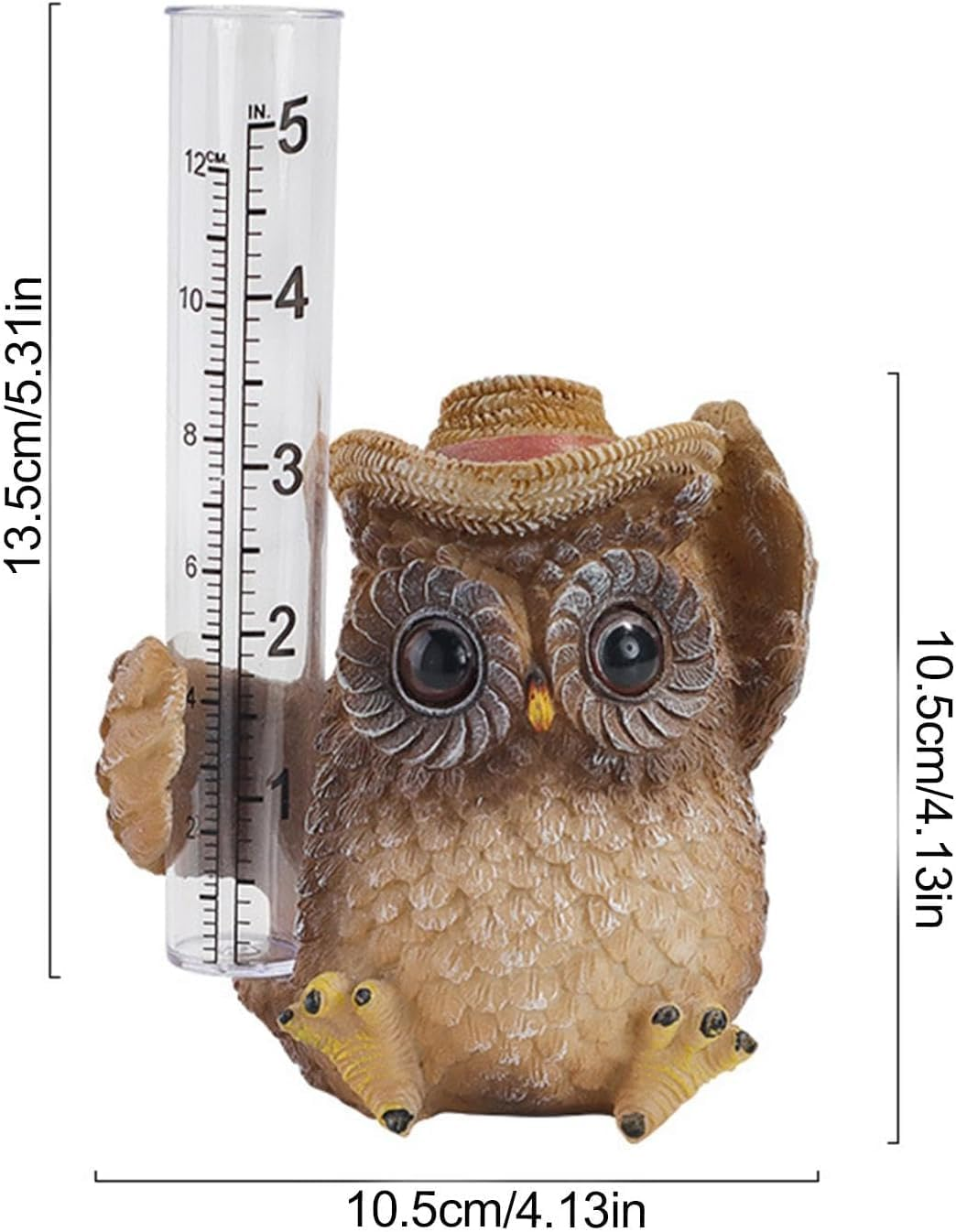 Limcryspp Owl Animal Sculpture Rain Gauge, Water Meter Sculpture, Resin Gauge | Resin Rainfall Measurement, Courtyard Rain Gauge Decoration, Rain Gauge Perfect for Balconies, Backyards, Gardens image number 3