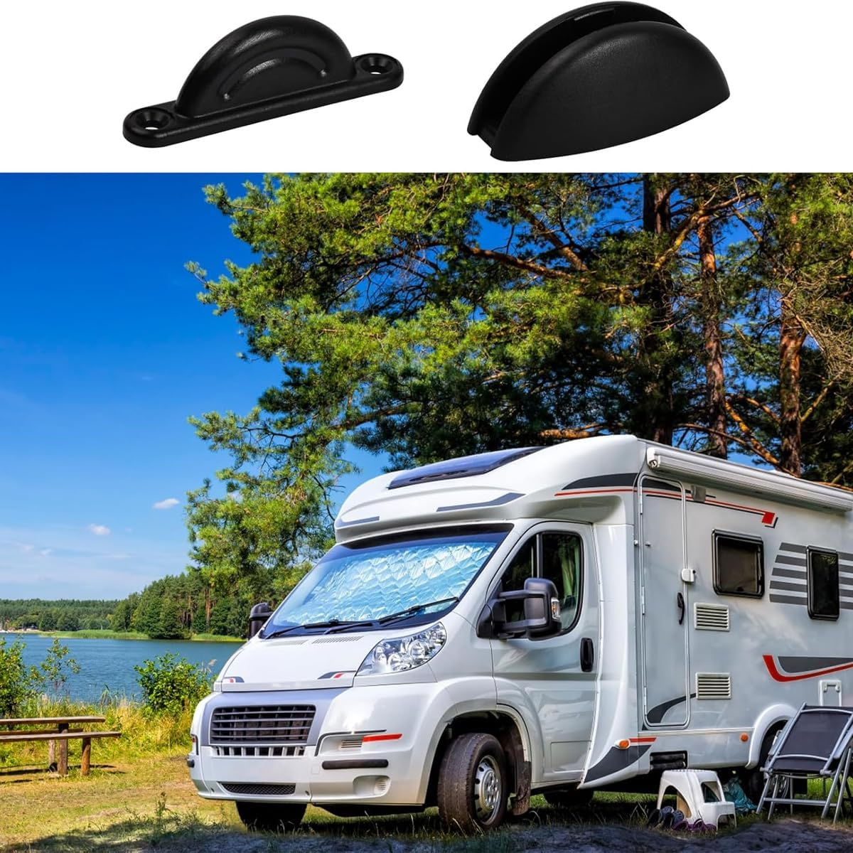 Gorise 2Pcs Caravan Door Retainer Door Stopper, Retaining Catch Holder Nylon with Screws RV for Caravan Motorhome Campervans (Black) image number 5