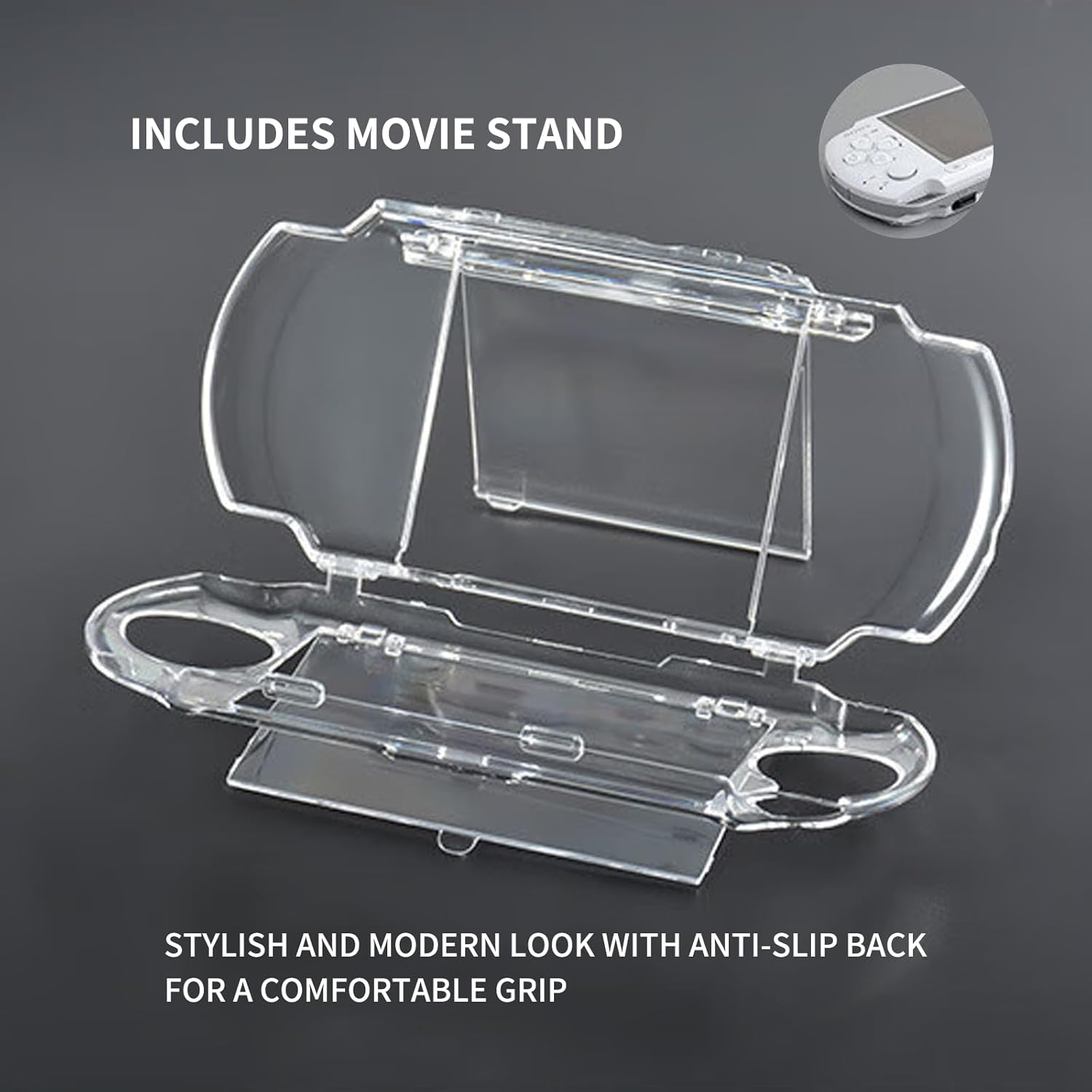 ONBPIY Clear Crystal Protective Shell Case for PSP 2000 3000 Series Hard Cover with Shock Scratch Resistant Full Housing and Movie Bracket image number 3