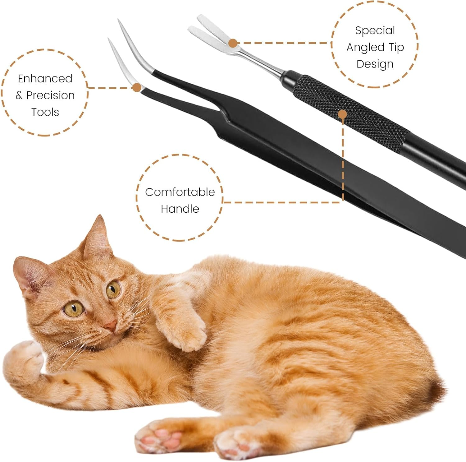 Muorruo 2 Pieces Premium Tick Removal Tool, Tick and Flea Removal Tool Made of Stainless Steel for Pets, Dogs, Cats and People, Safe Tick Remover and Precise Tweezers image number 1