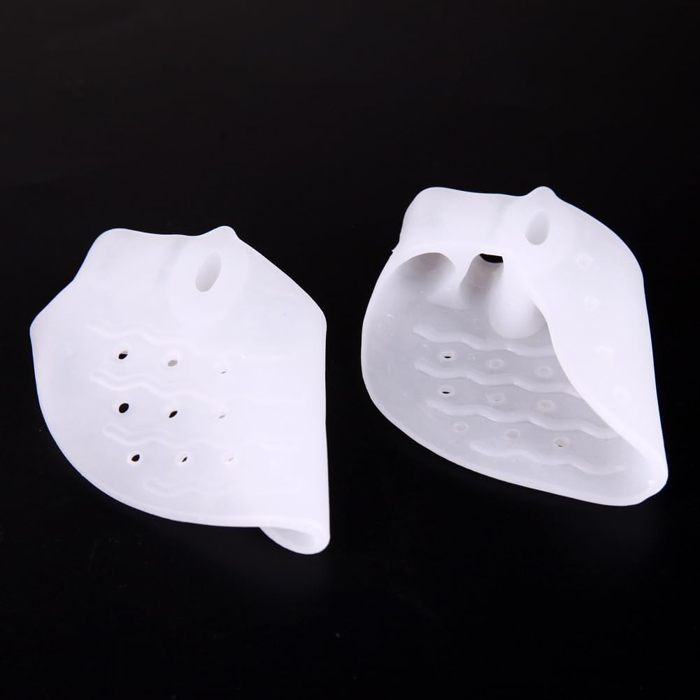 Double Hole Toe Separator, Soft, Breathable, and Moisture Wicking. Separate Thumb, Anti-Wear, Big Toe Bone, and Toe Cover (White, One Size) image number 2