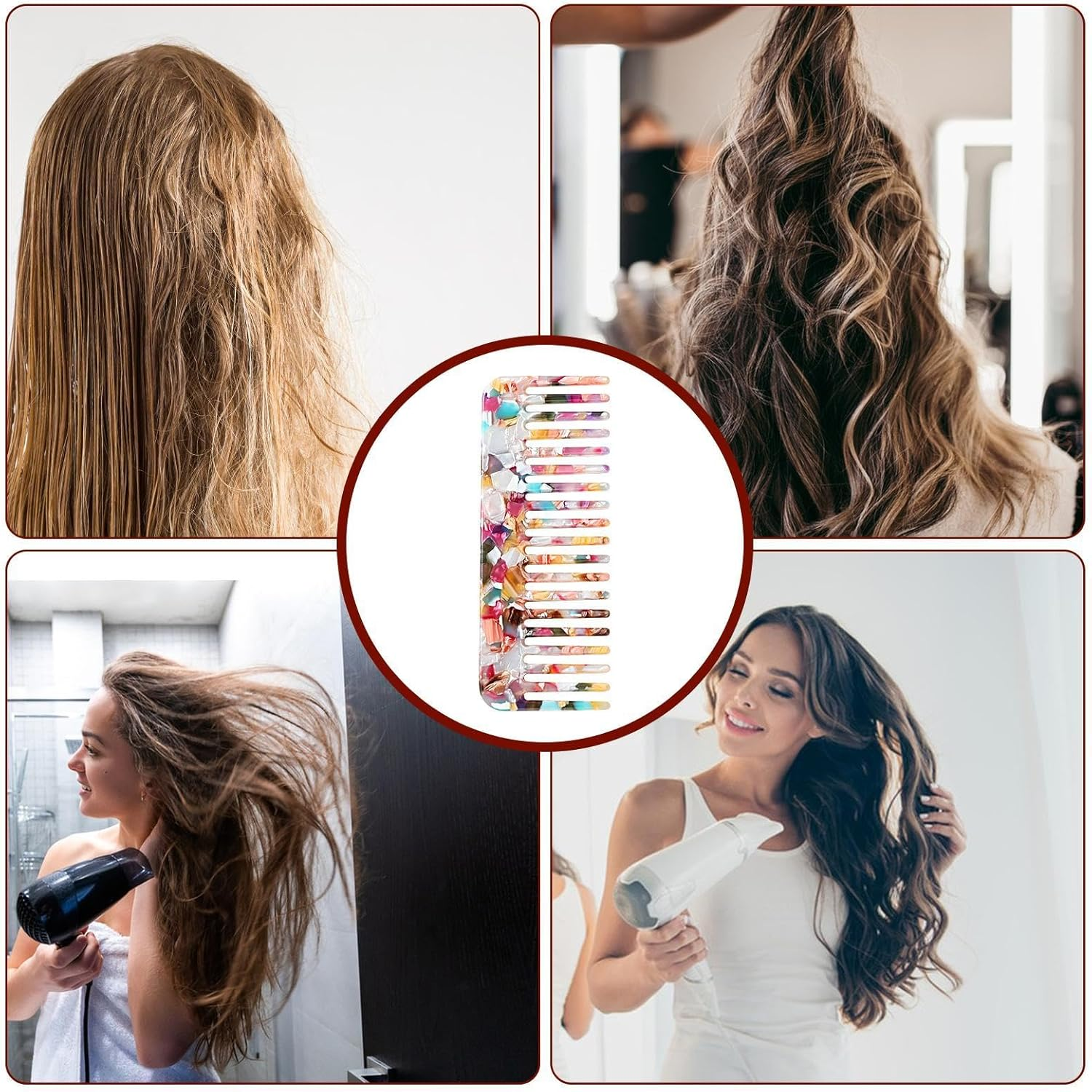 Anti-Static Turtle Comb - Wide Tooth Comb Small Travel Handbag Comb | Hand Cut Polished Hair Detangler Comb for Women, Perfect for Thick Hair, Detangling and Lilies image number 5