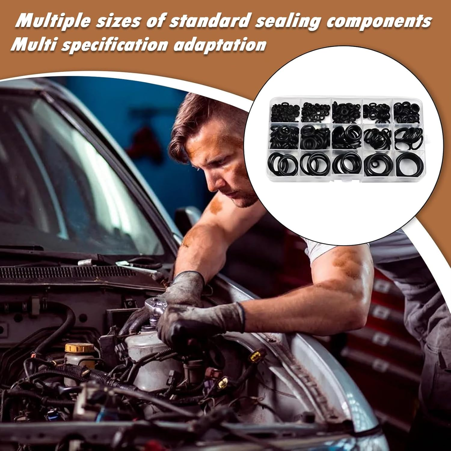 Lisutupode Rubber O Rings Assortment Kit, Rubber Combination Washer Sealing Assort, Precise O Rings Automotive Repair Tool for Water Pipe Automobile Parts Home Industrial image number 4