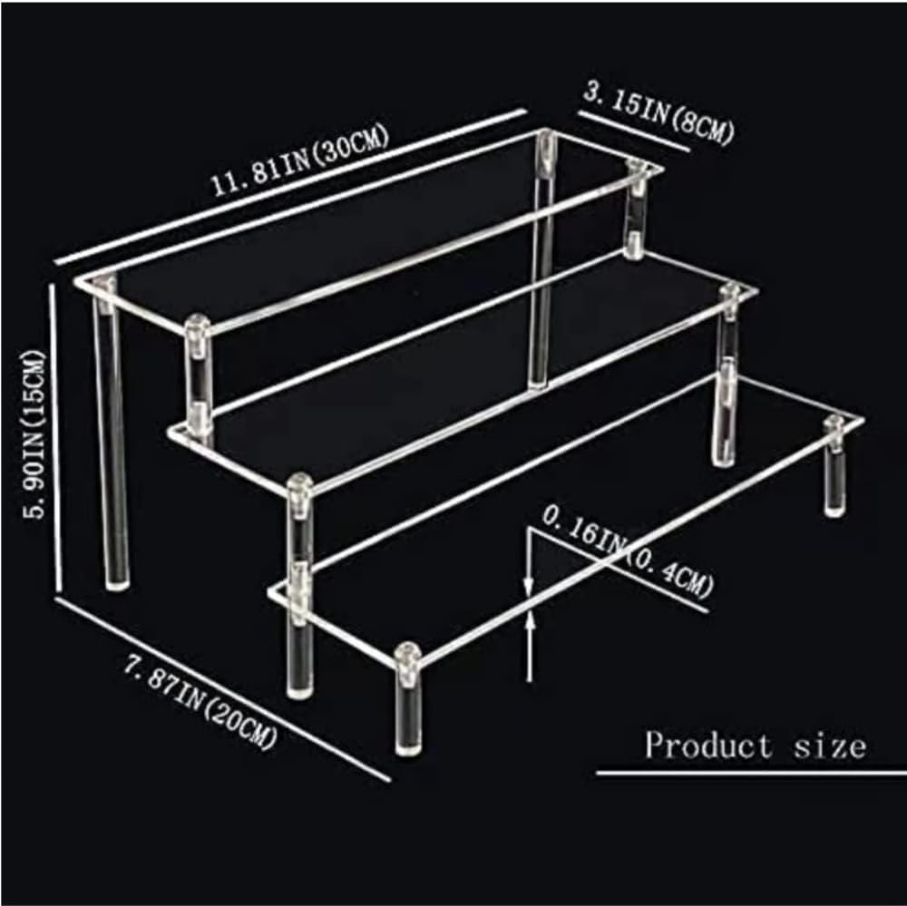 Acrylic Riser Display Stand, 3 Tier Clear Acrylic Display Shelf for Action Figures,Perfume Makeup Dessert Display Risers Steps Dessert Table Stands for Organizer and Decoration image number 4