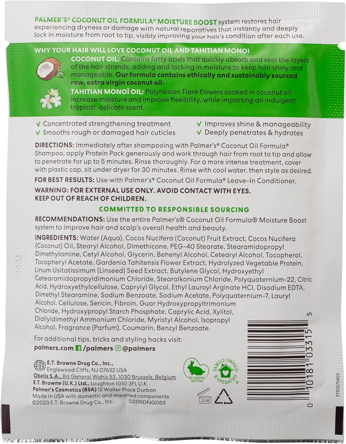 Palmer'S Coconut Oil Formula Deep Conditioning Protein Pack 60G image number 2