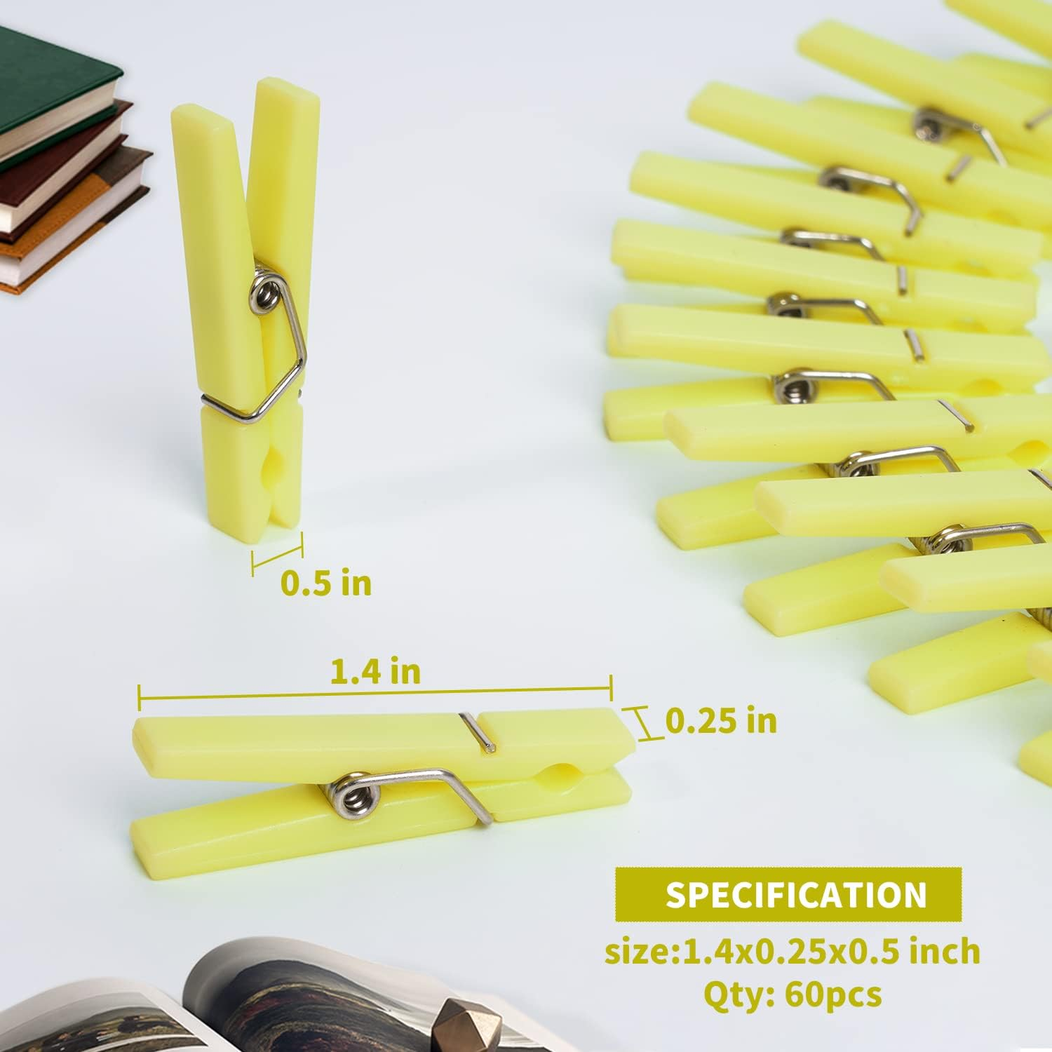 60PCS Baby Shower Clothespin Games Mini Clothes Pins 1.4 Inch for Party Decorations (Yellow) - Blue image number 4