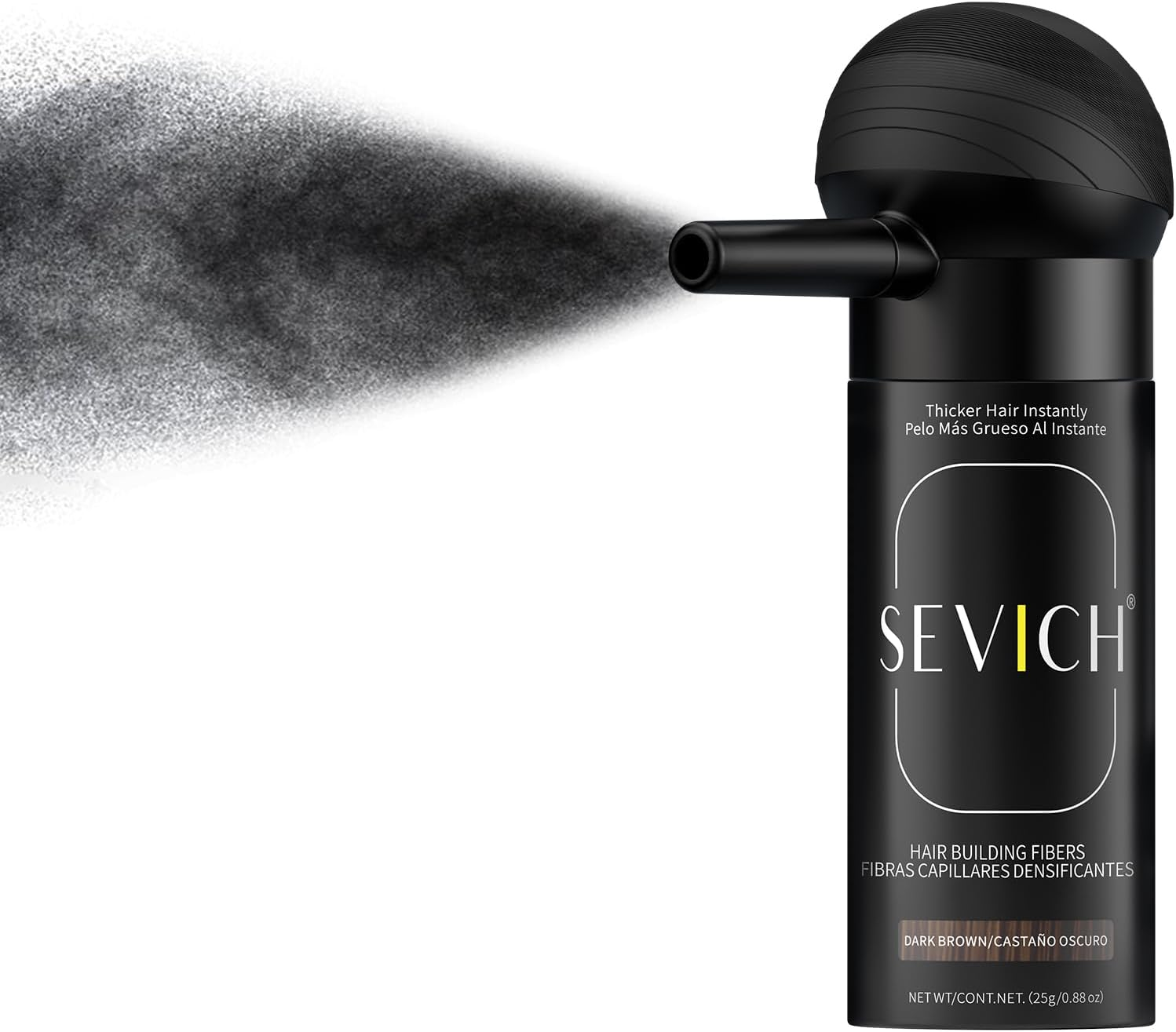 SEVICH Hair Fibers with Spray Applicator - Natural-Looking Hair Thickening Fibers for Men & Women, Instant Fullness, Wind & Water Resistant, Easy Wash Out, 25G (Black) image number 6